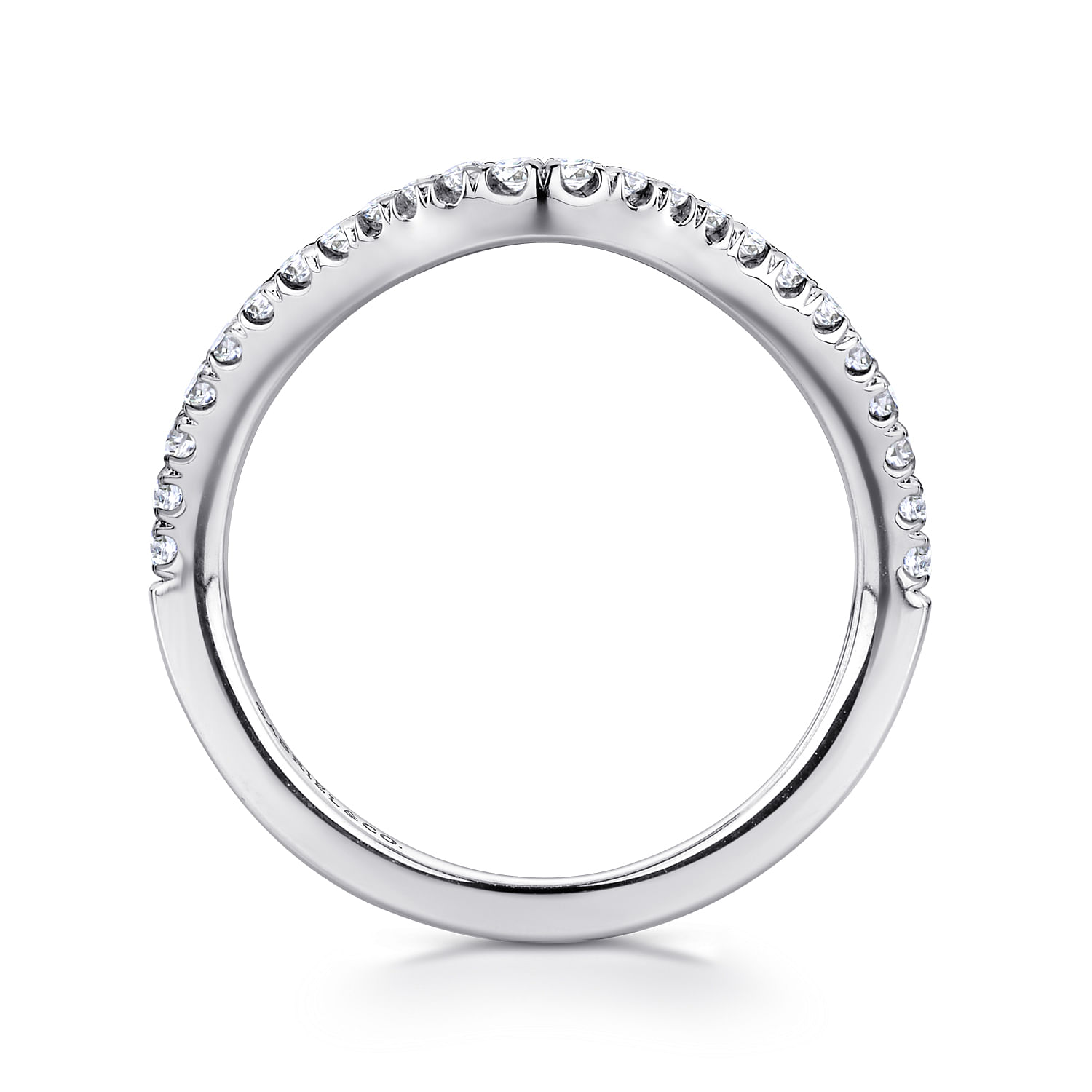18k White Gold Diamond Curved Wedding Band angle 2 18k White Gold Diamond Curved Wedding Band angle 2
