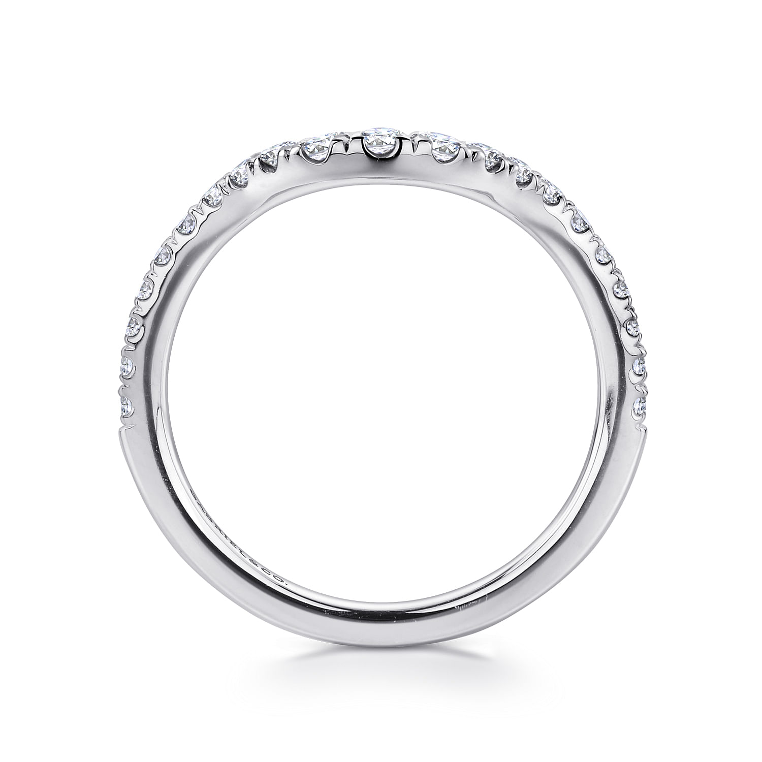 18k White Gold Diamond Curved Wedding Band angle 2 18k White Gold Diamond Curved Wedding Band angle 2