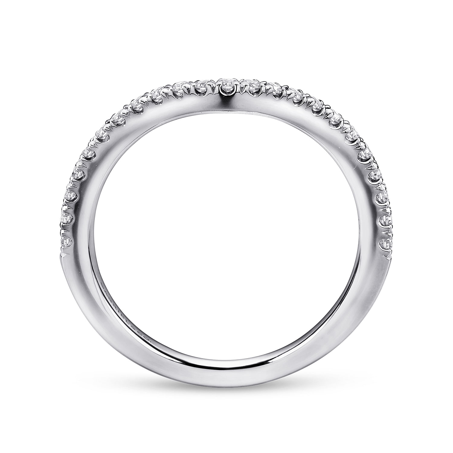 18k White Gold Diamond Curved Wedding Band angle 2 18k White Gold Diamond Curved Wedding Band angle 2