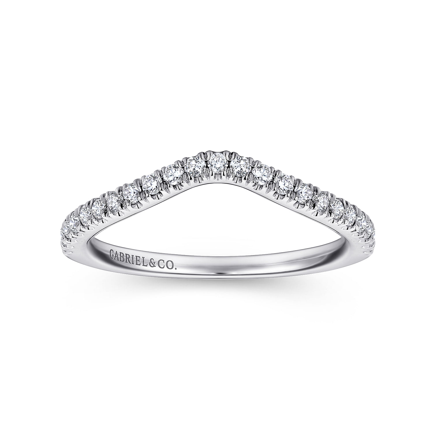 18k White Gold Diamond Curved Wedding Band angle 5 18k White Gold Diamond Curved Wedding Band angle 5