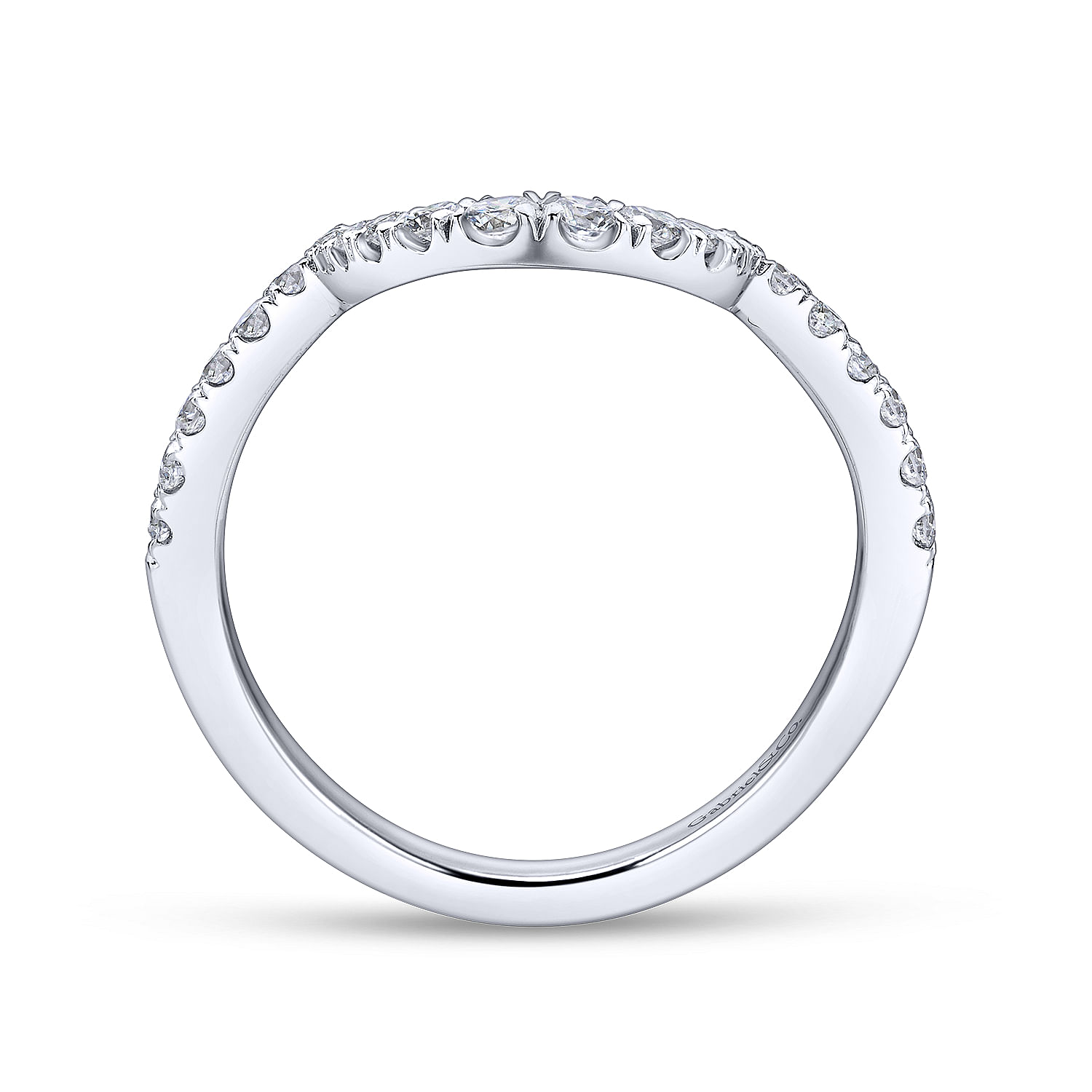 18k White Gold Diamond Curved Wedding Band angle 2 18k White Gold Diamond Curved Wedding Band angle 2