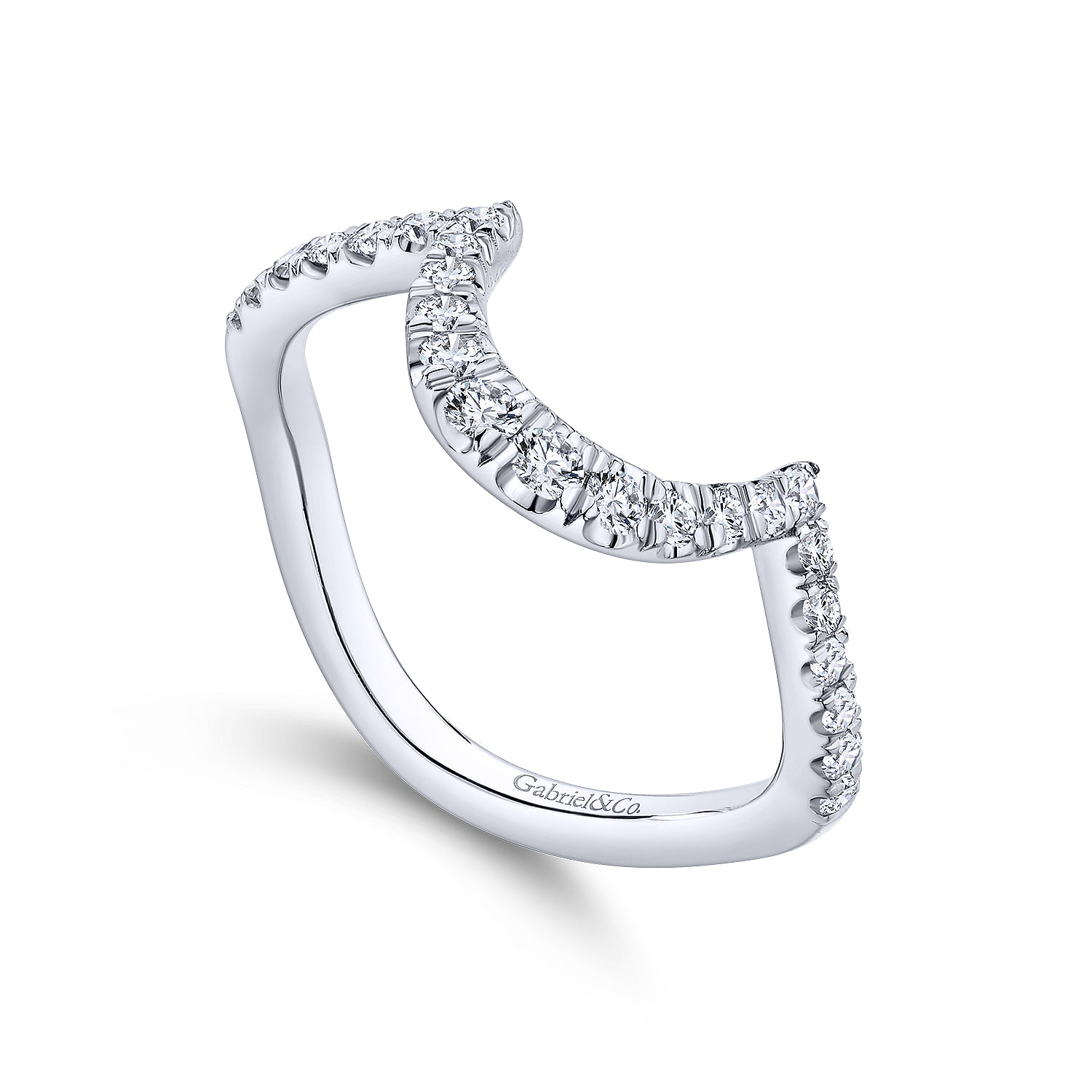 18k White Gold Diamond Curved Wedding Band angle 3 18k White Gold Diamond Curved Wedding Band angle 3
