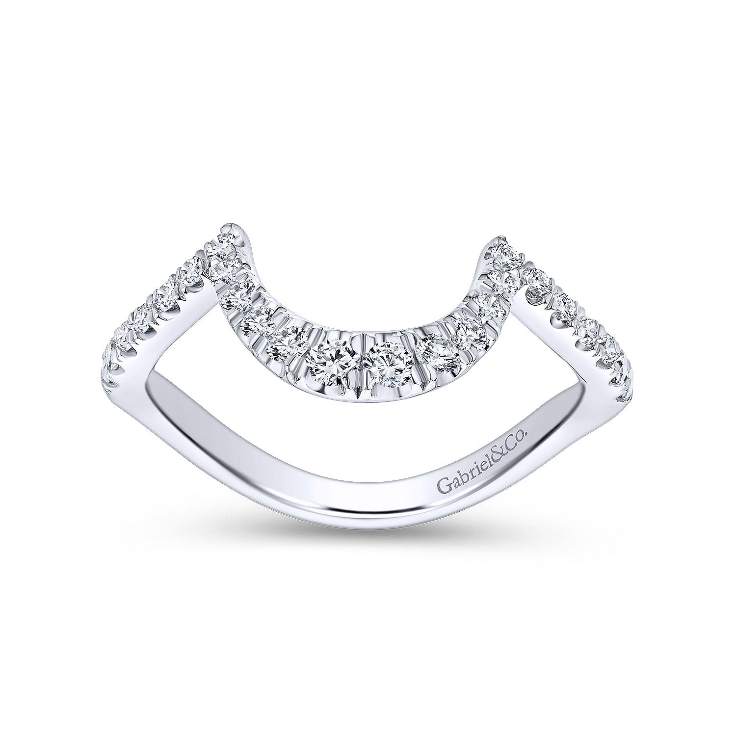 18k White Gold Diamond Curved Wedding Band angle 5 18k White Gold Diamond Curved Wedding Band angle 5