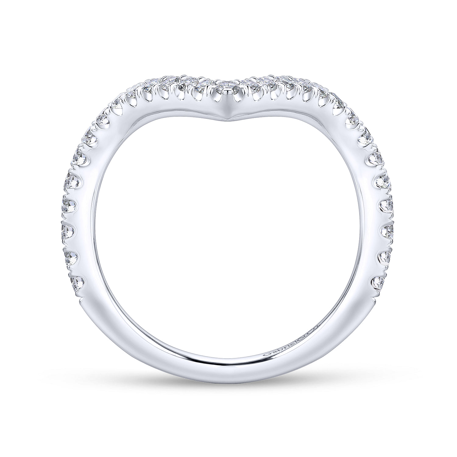 18k White Gold Diamond Curved Wedding Band angle 2 18k White Gold Diamond Curved Wedding Band angle 2