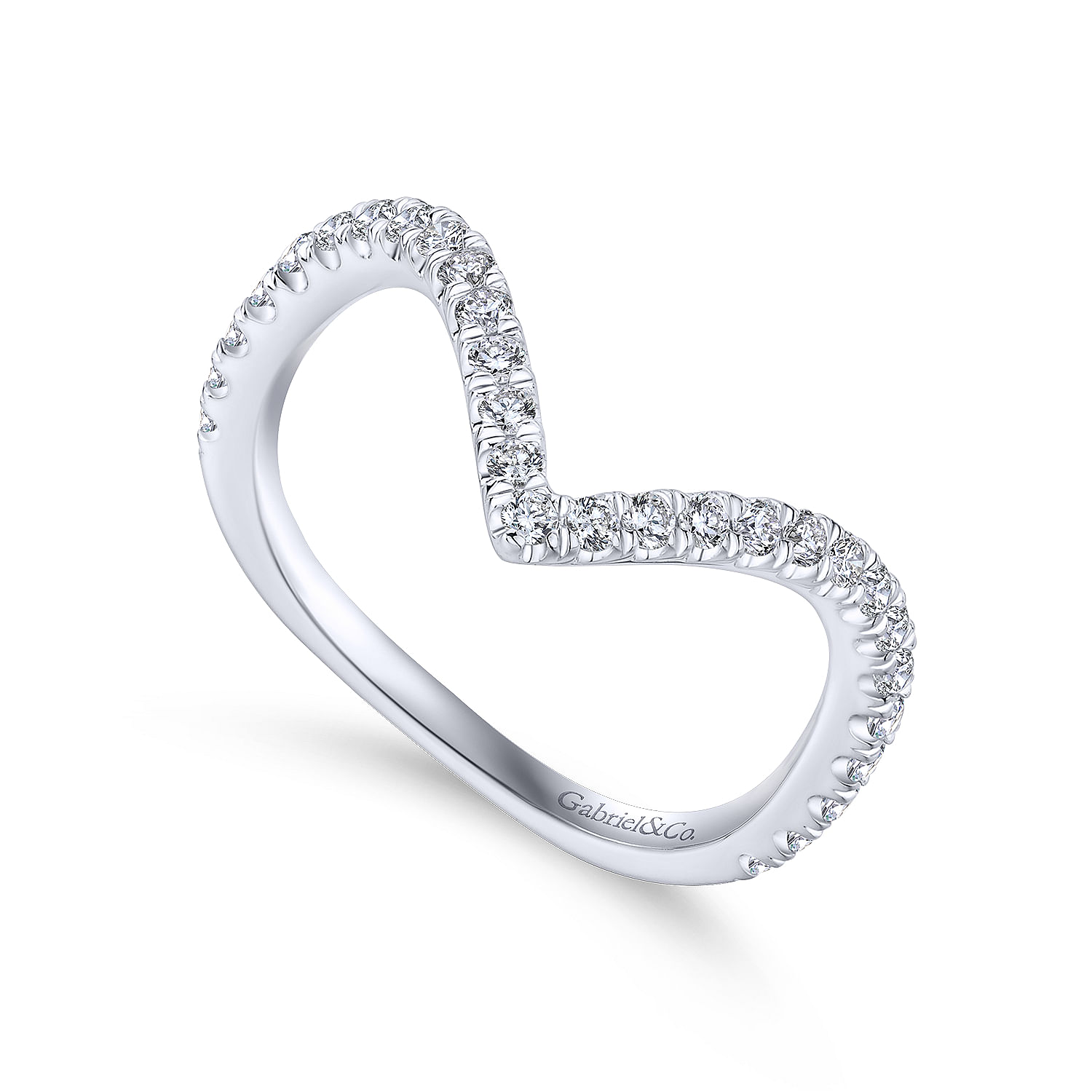 18k White Gold Diamond Curved Wedding Band angle 3 18k White Gold Diamond Curved Wedding Band angle 3