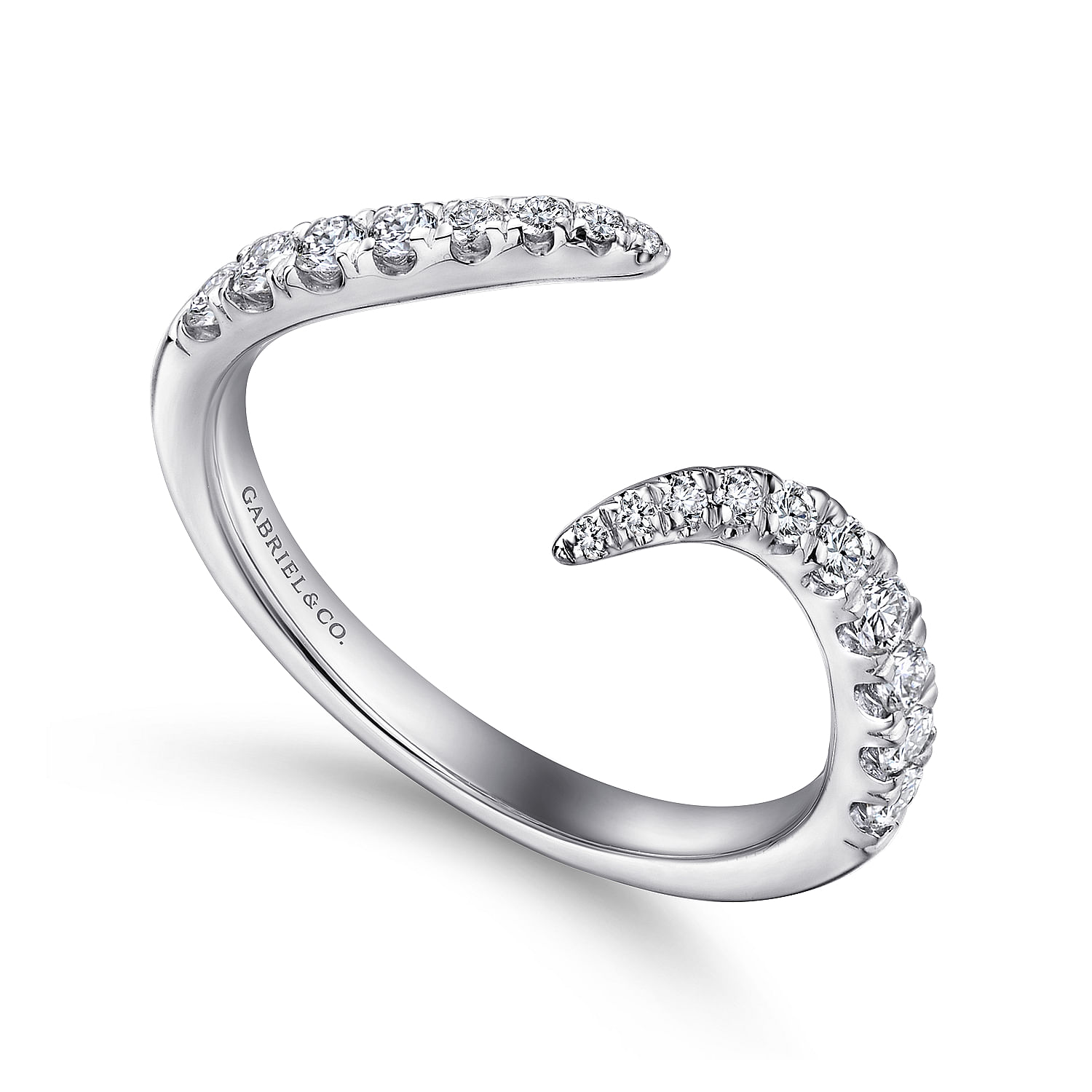 18k White Gold Diamond Curved Wedding Band angle 3 18k White Gold Diamond Curved Wedding Band angle 3