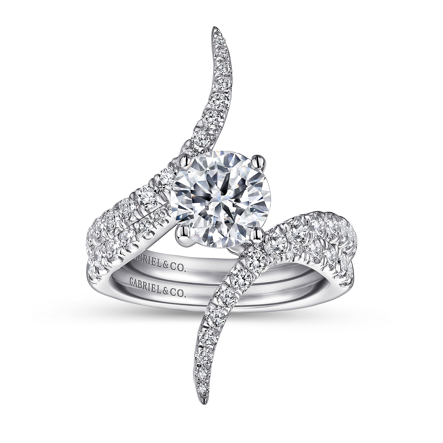 18k White Gold Diamond Curved Wedding Band angle 4 18k White Gold Diamond Curved Wedding Band angle 4
