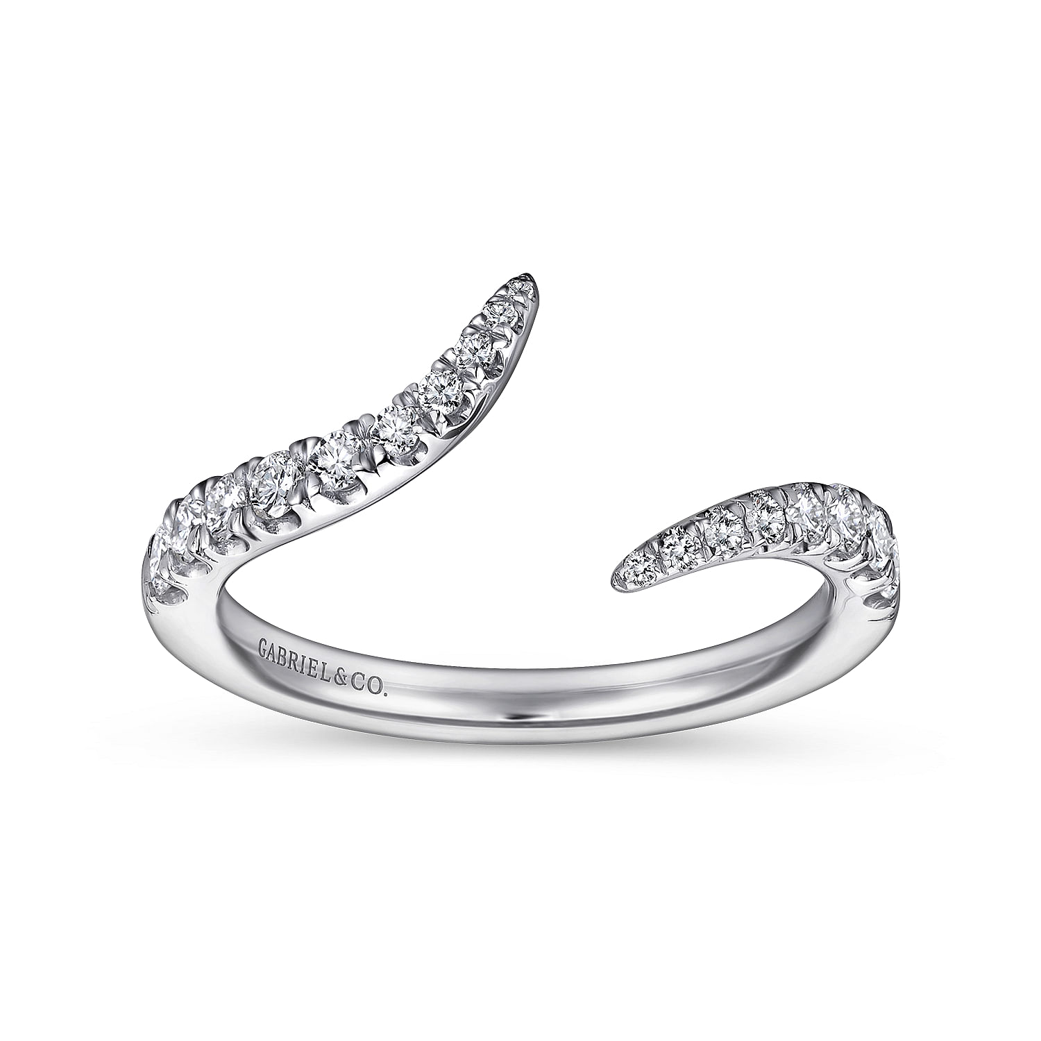 18k White Gold Diamond Curved Wedding Band angle 5 18k White Gold Diamond Curved Wedding Band angle 5