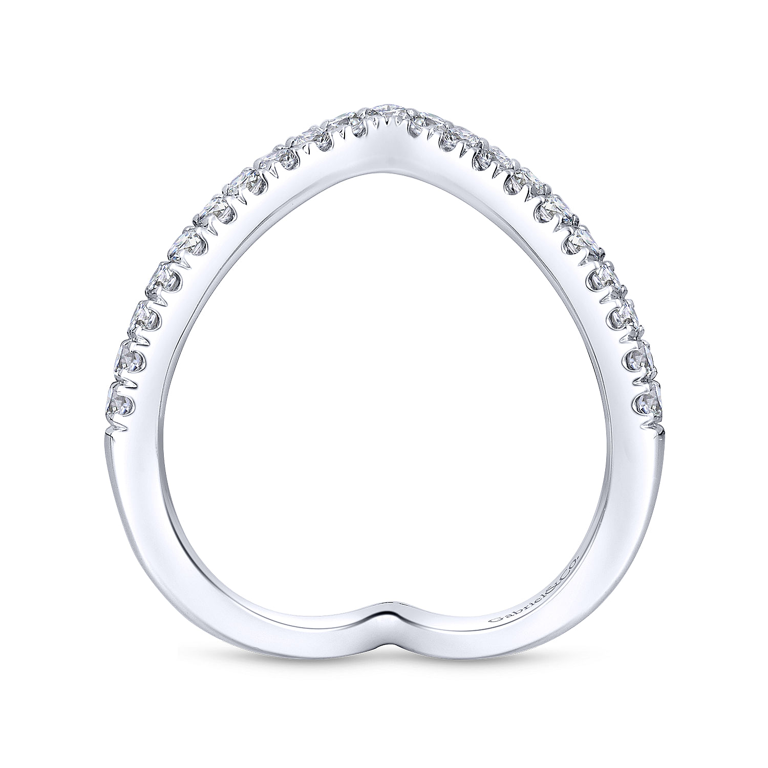 18k White Gold Diamond Curved Wedding Band angle 2 18k White Gold Diamond Curved Wedding Band angle 2