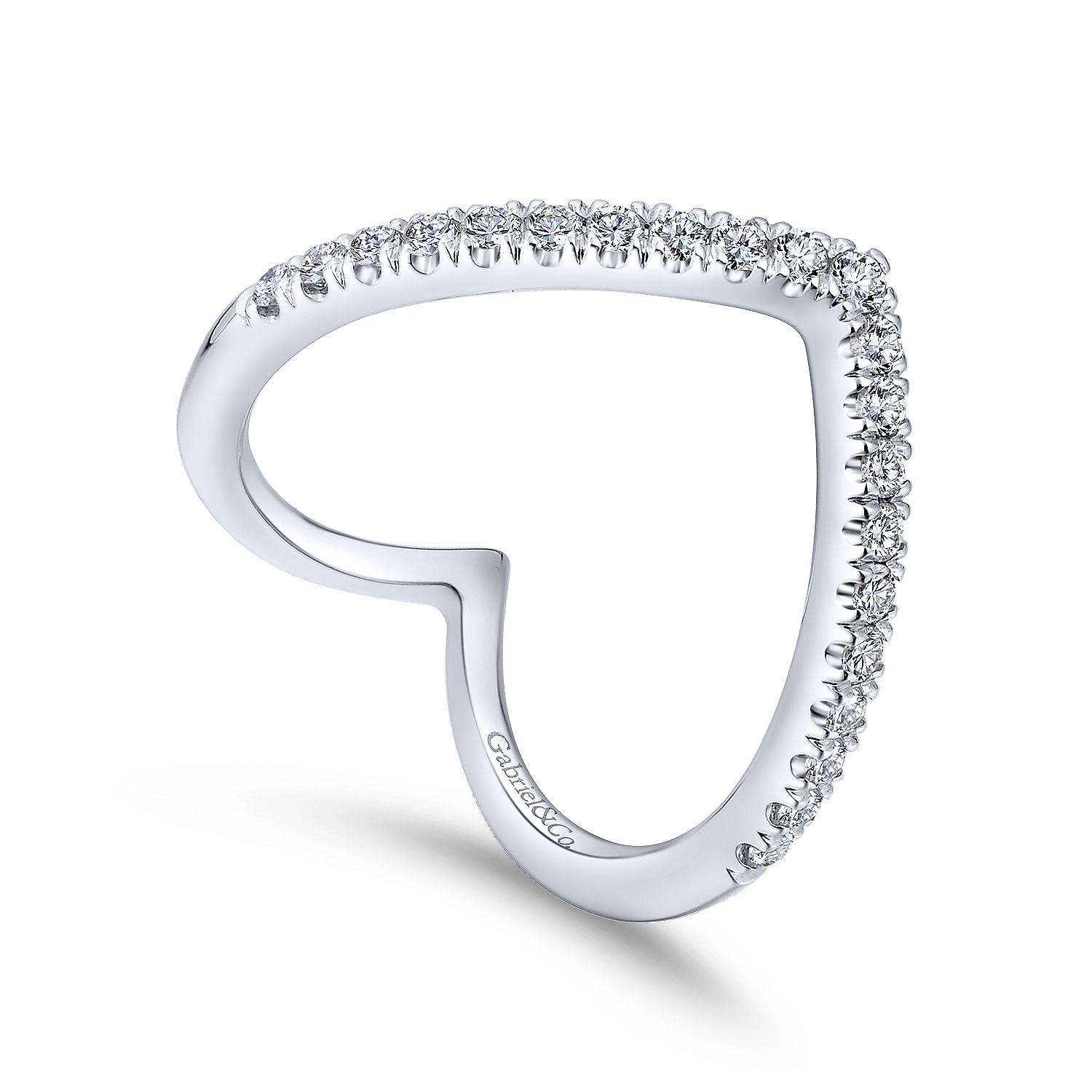 18k White Gold Diamond Curved Wedding Band angle 3 18k White Gold Diamond Curved Wedding Band angle 3