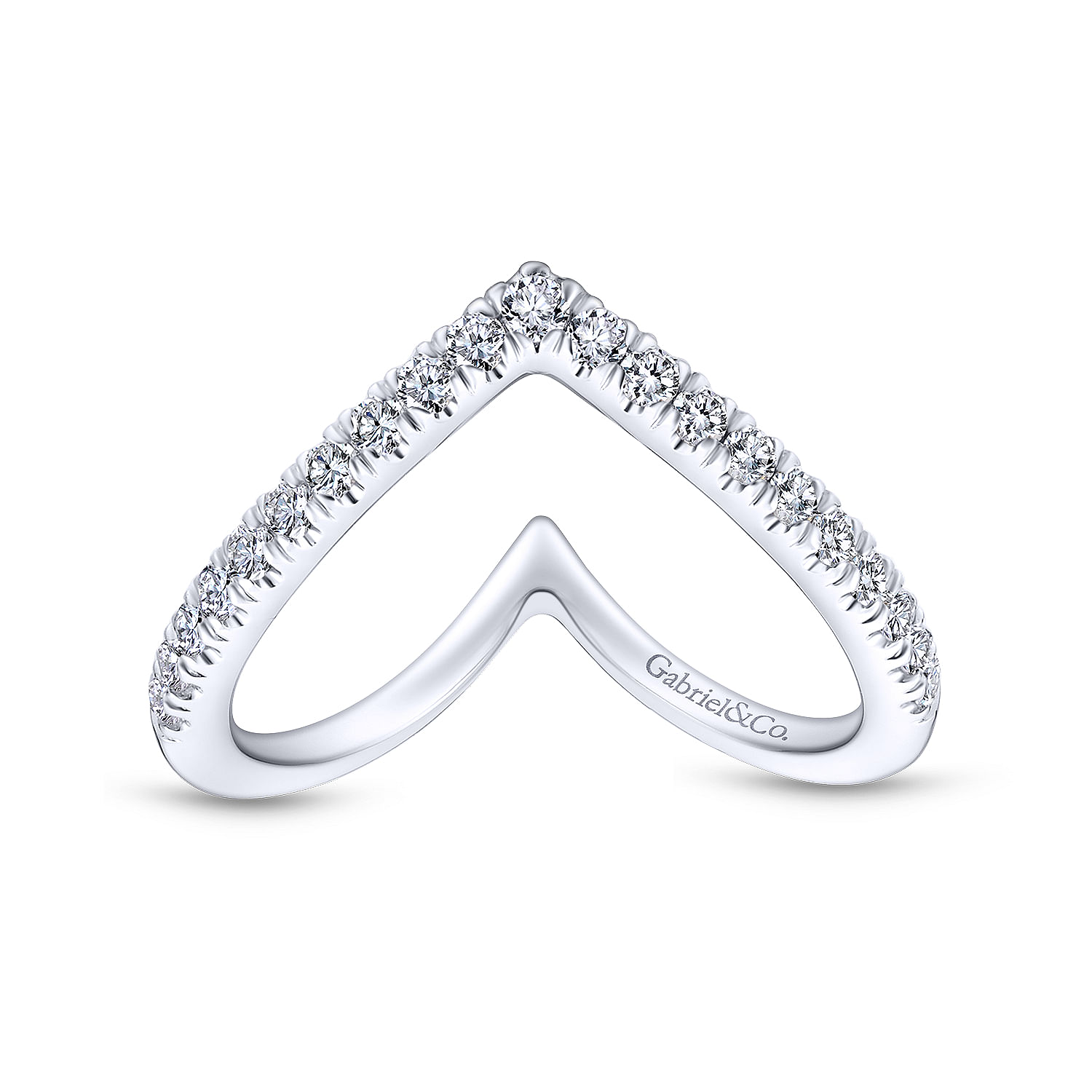 18k White Gold Diamond Curved Wedding Band angle 5 18k White Gold Diamond Curved Wedding Band angle 5
