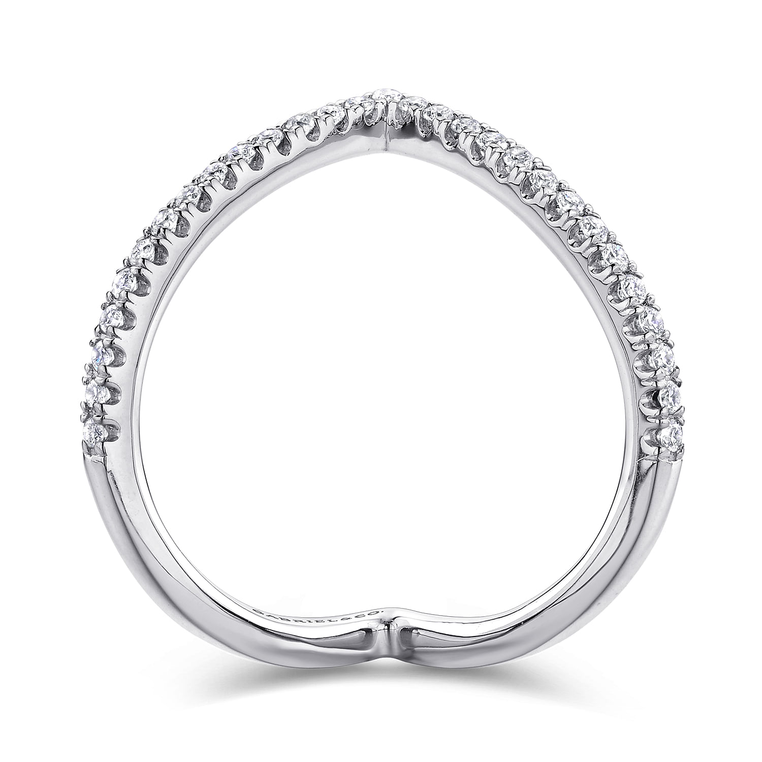 18k White Gold Diamond Curved Wedding Band angle 2 18k White Gold Diamond Curved Wedding Band angle 2
