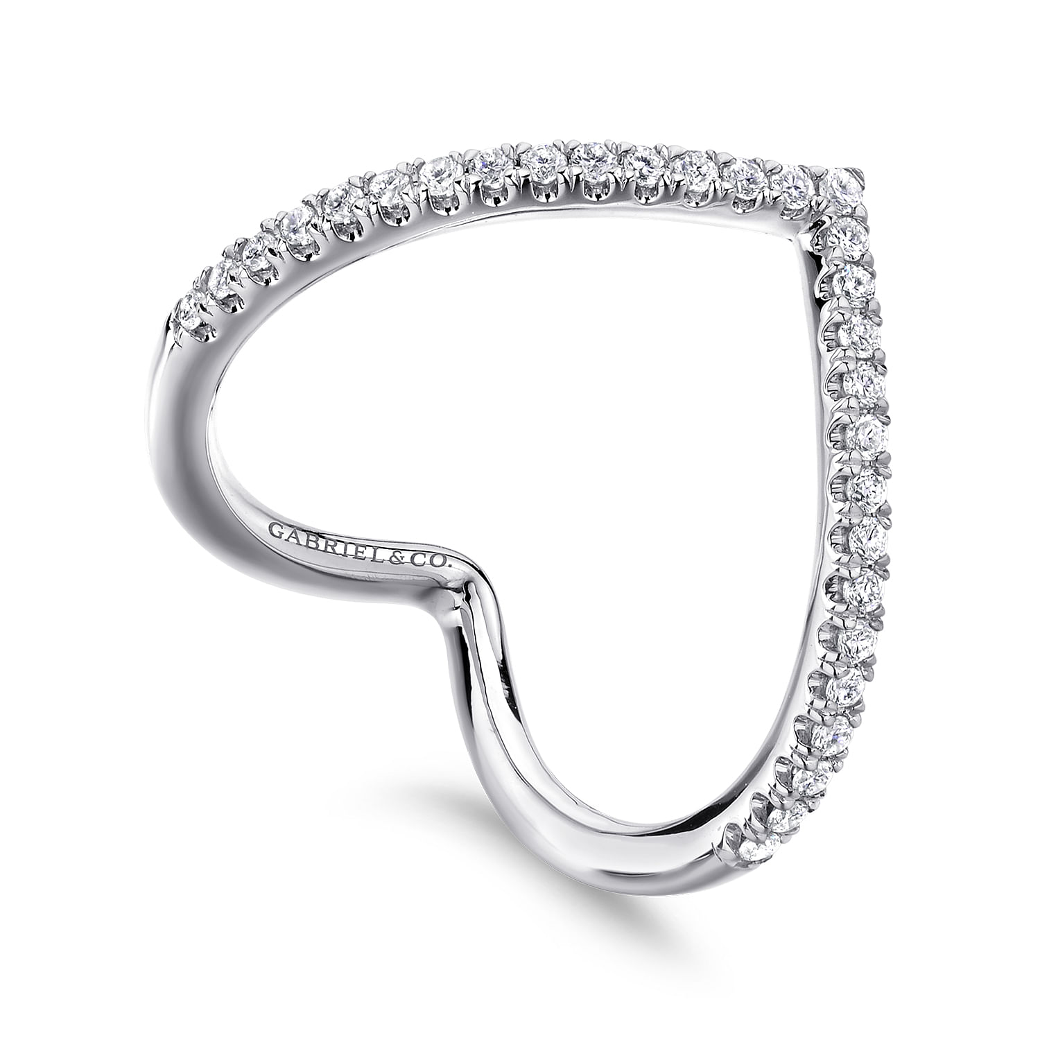18k White Gold Diamond Curved Wedding Band angle 3 18k White Gold Diamond Curved Wedding Band angle 3