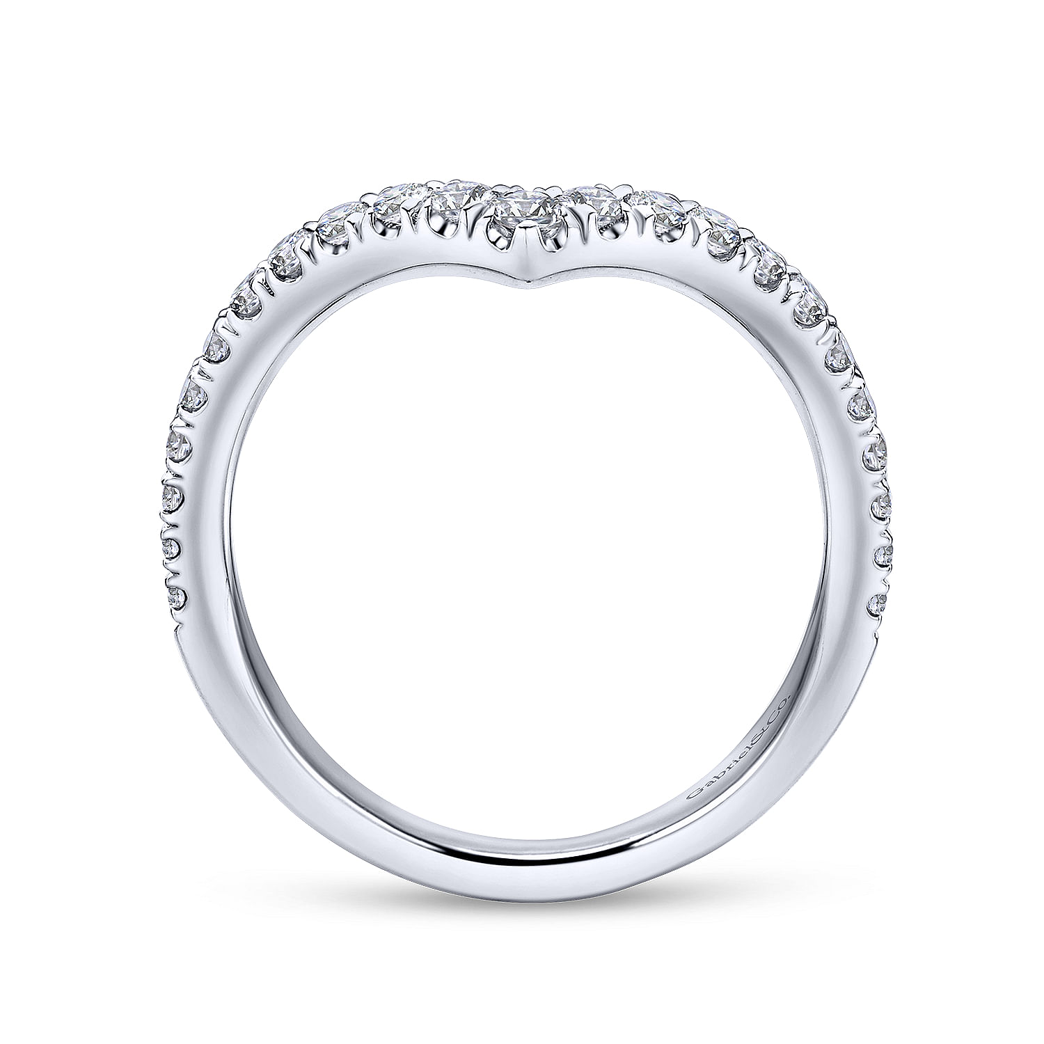 18k White Gold Diamond Curved Wedding Band angle 2 18k White Gold Diamond Curved Wedding Band angle 2