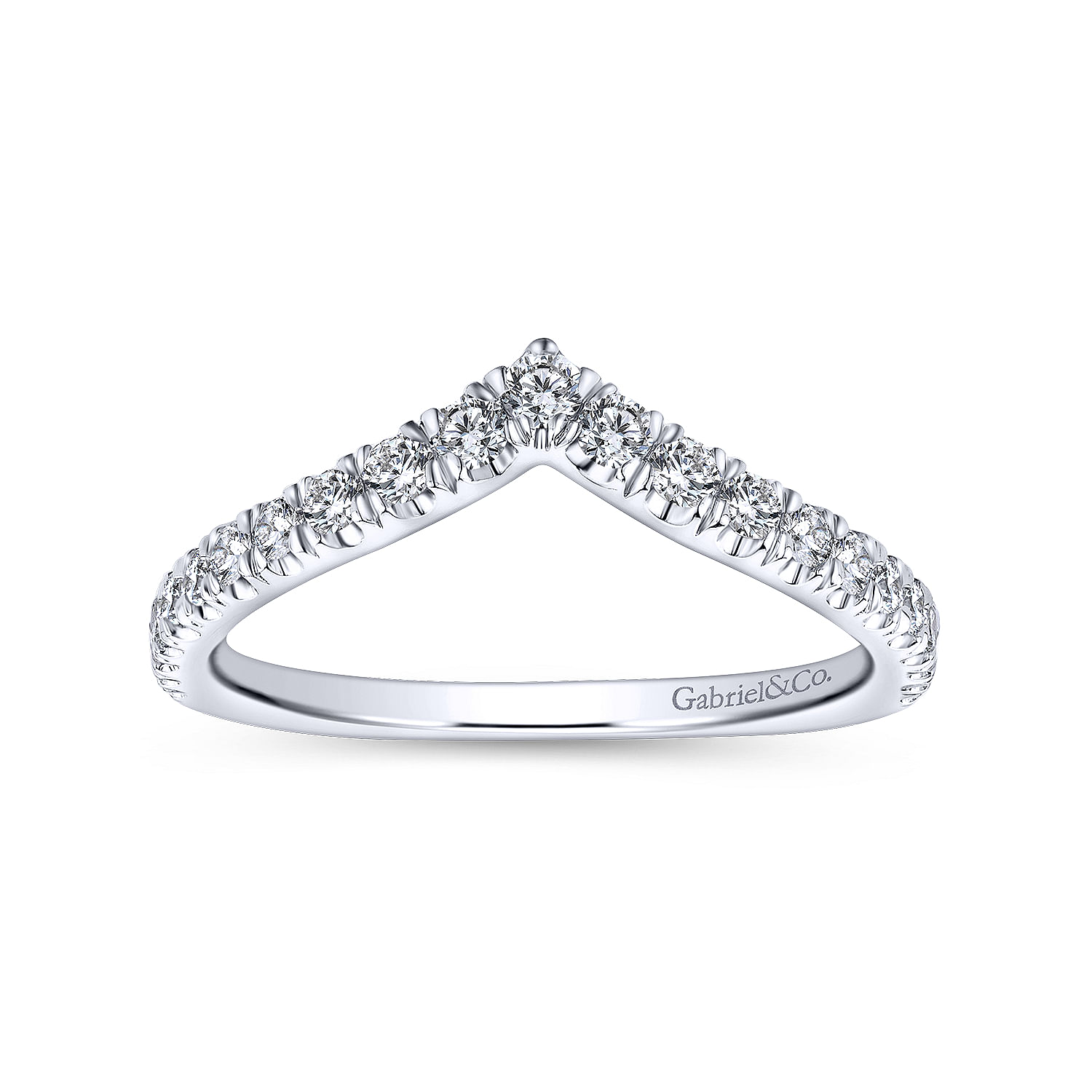 18k White Gold Diamond Curved Wedding Band angle 5 18k White Gold Diamond Curved Wedding Band angle 5