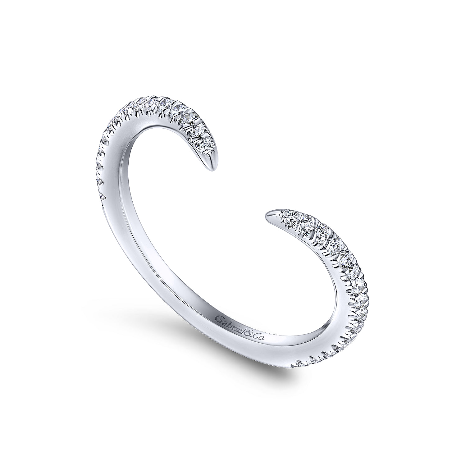 18k White Gold Diamond Curved Wedding Band angle 3 18k White Gold Diamond Curved Wedding Band angle 3