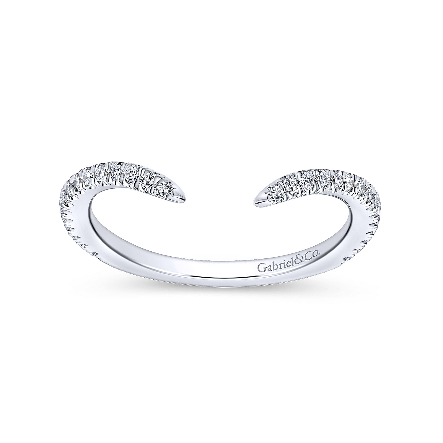 18k White Gold Diamond Curved Wedding Band angle 5 18k White Gold Diamond Curved Wedding Band angle 5