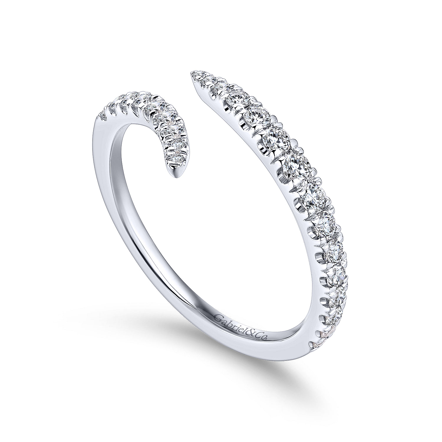 18k White Gold Diamond Curved Wedding Band angle 3 18k White Gold Diamond Curved Wedding Band angle 3