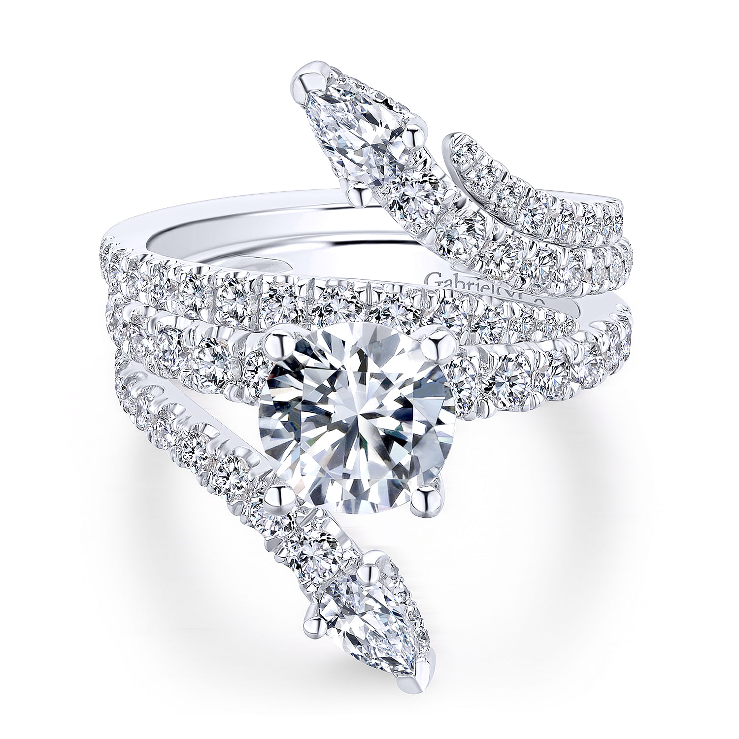 18k White Gold Diamond Curved Wedding Band angle 4 18k White Gold Diamond Curved Wedding Band angle 4
