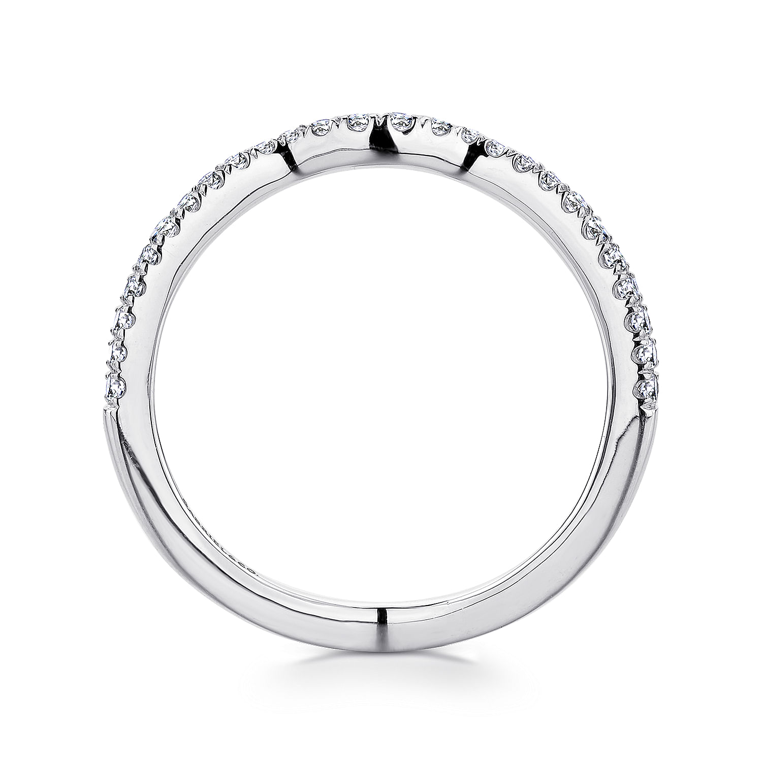 18k White Gold Diamond Curved Wedding Band angle 2 18k White Gold Diamond Curved Wedding Band angle 2