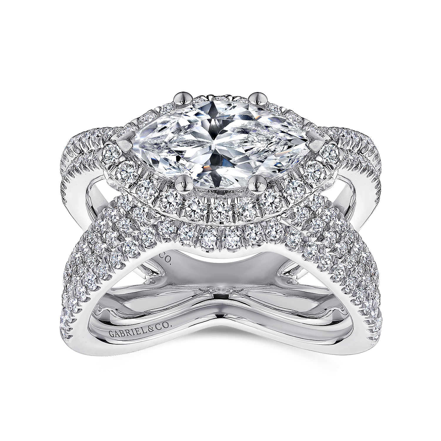 18k White Gold Diamond Curved Wedding Band angle 4 18k White Gold Diamond Curved Wedding Band angle 4