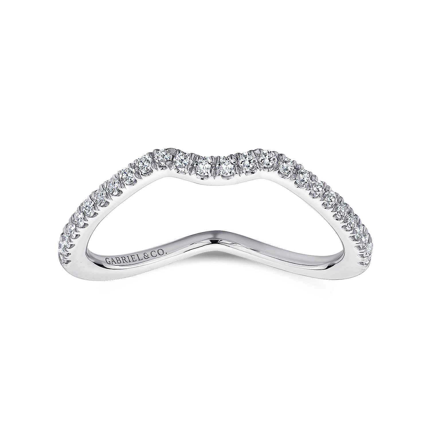 18k White Gold Diamond Curved Wedding Band angle 5 18k White Gold Diamond Curved Wedding Band angle 5