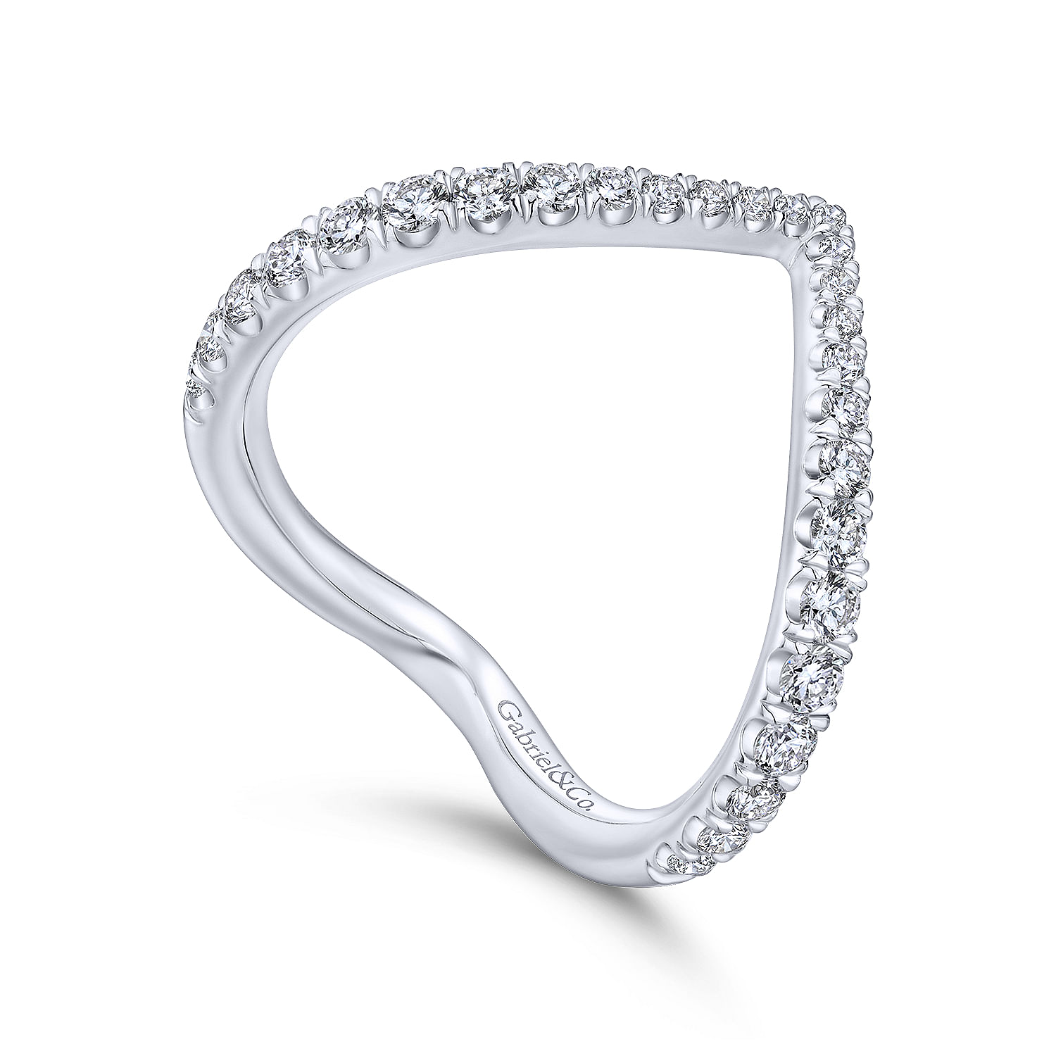 18k White Gold Diamond Curved Wedding Band angle 3 18k White Gold Diamond Curved Wedding Band angle 3