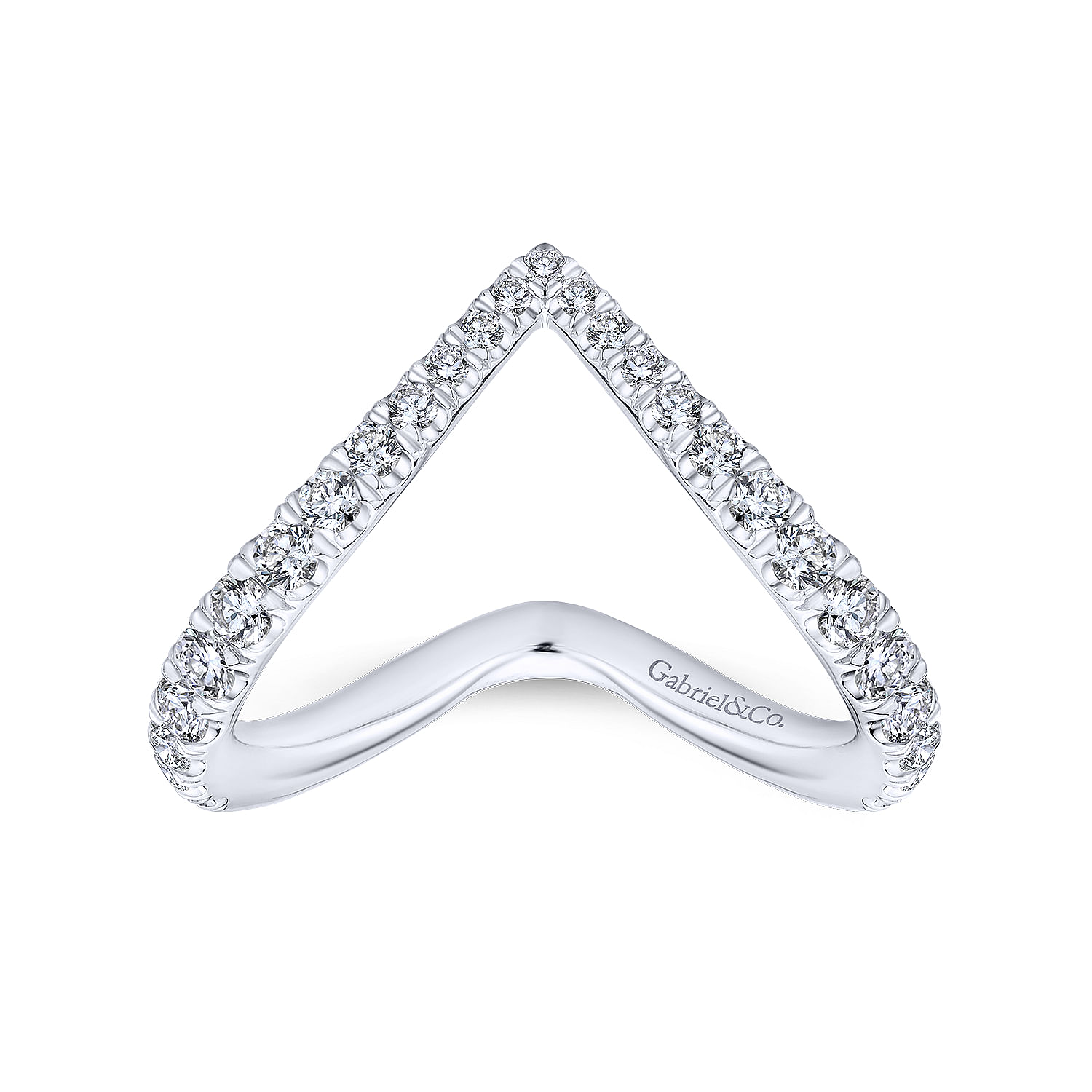 18k White Gold Diamond Curved Wedding Band angle 5 18k White Gold Diamond Curved Wedding Band angle 5