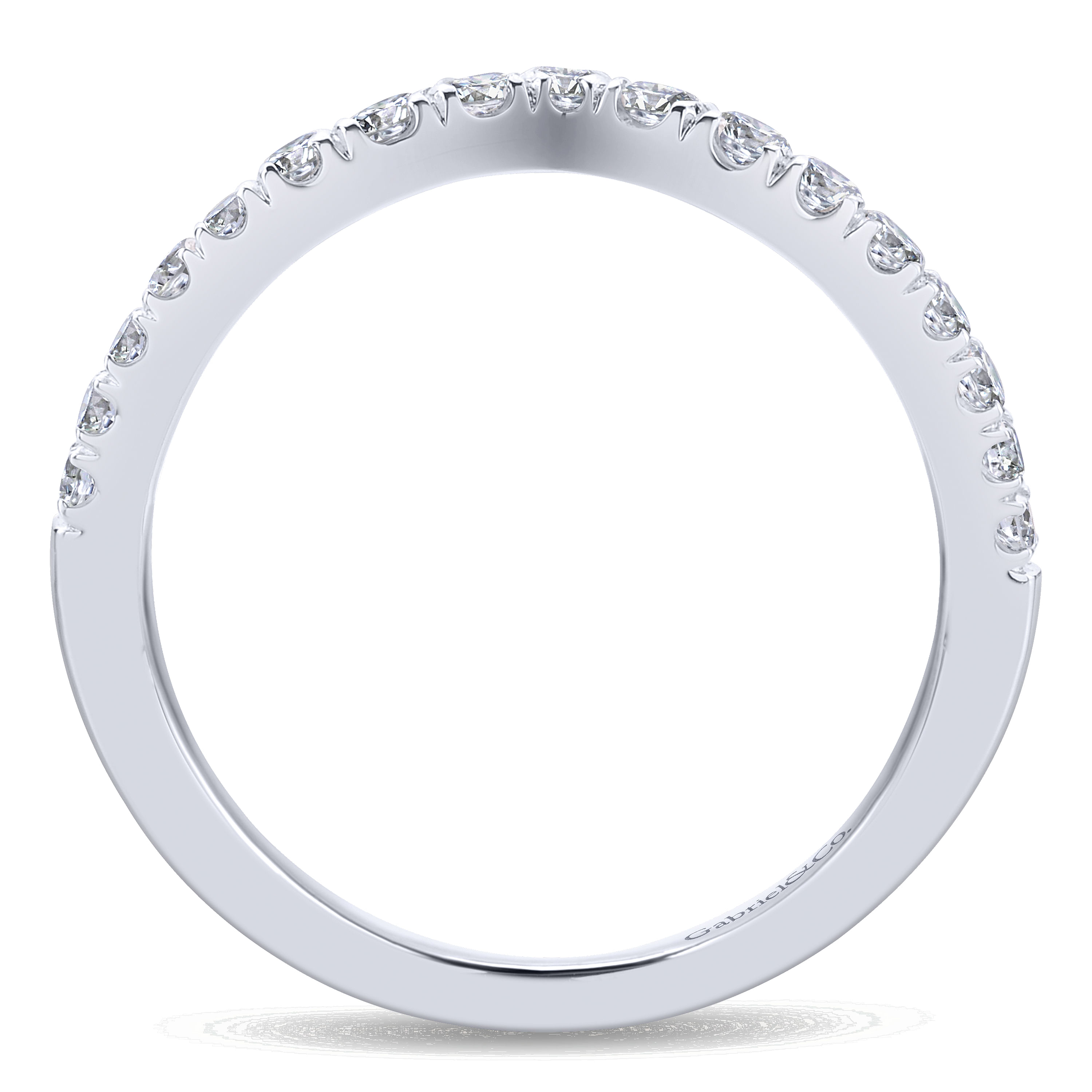 18k White Gold Diamond Curved Wedding Band angle 2 18k White Gold Diamond Curved Wedding Band angle 2