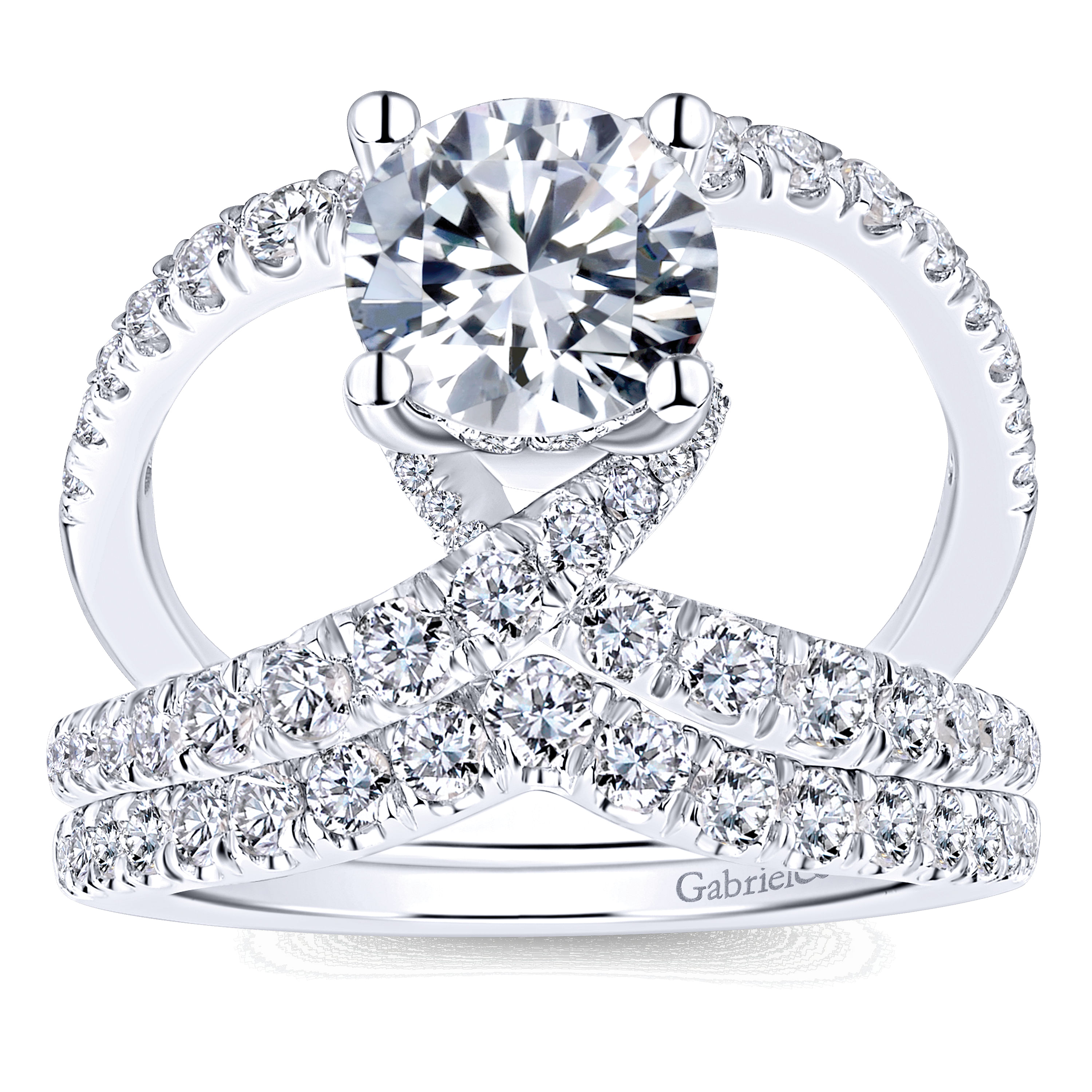 18k White Gold Diamond Curved Wedding Band angle 4 18k White Gold Diamond Curved Wedding Band angle 4