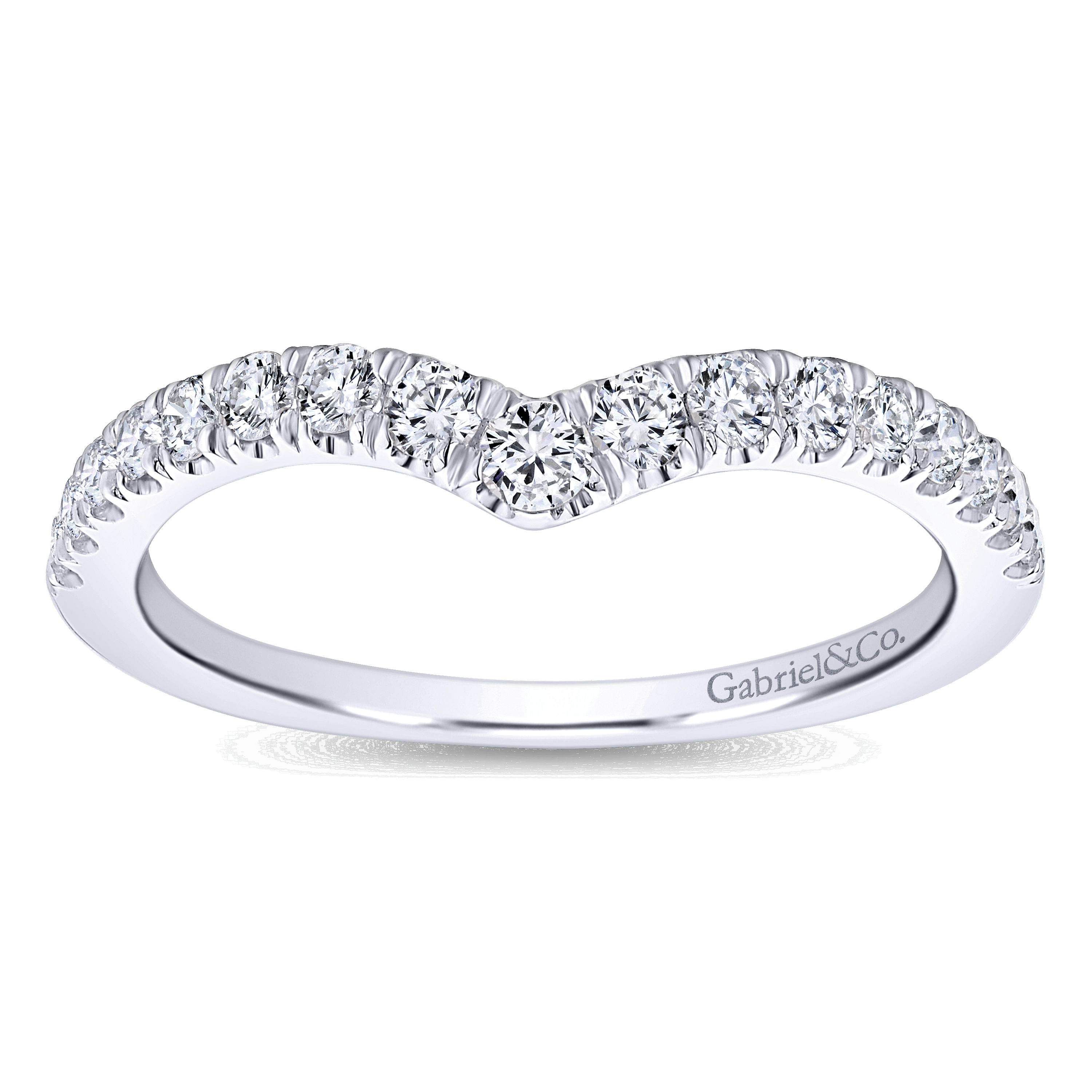 18k White Gold Diamond Curved Wedding Band angle 5 18k White Gold Diamond Curved Wedding Band angle 5