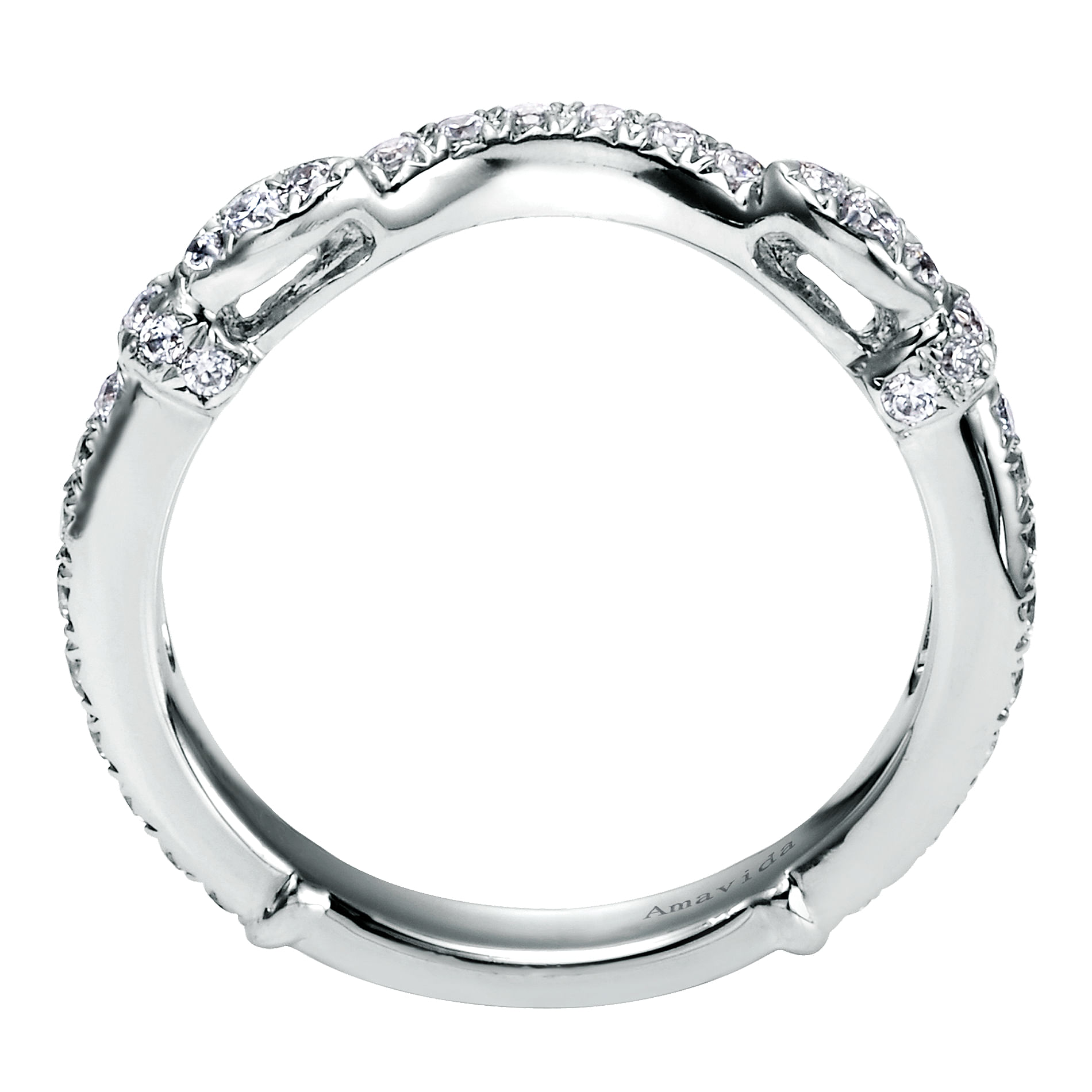 18k White Gold Diamond Curved Wedding Band angle 2 18k White Gold Diamond Curved Wedding Band angle 2