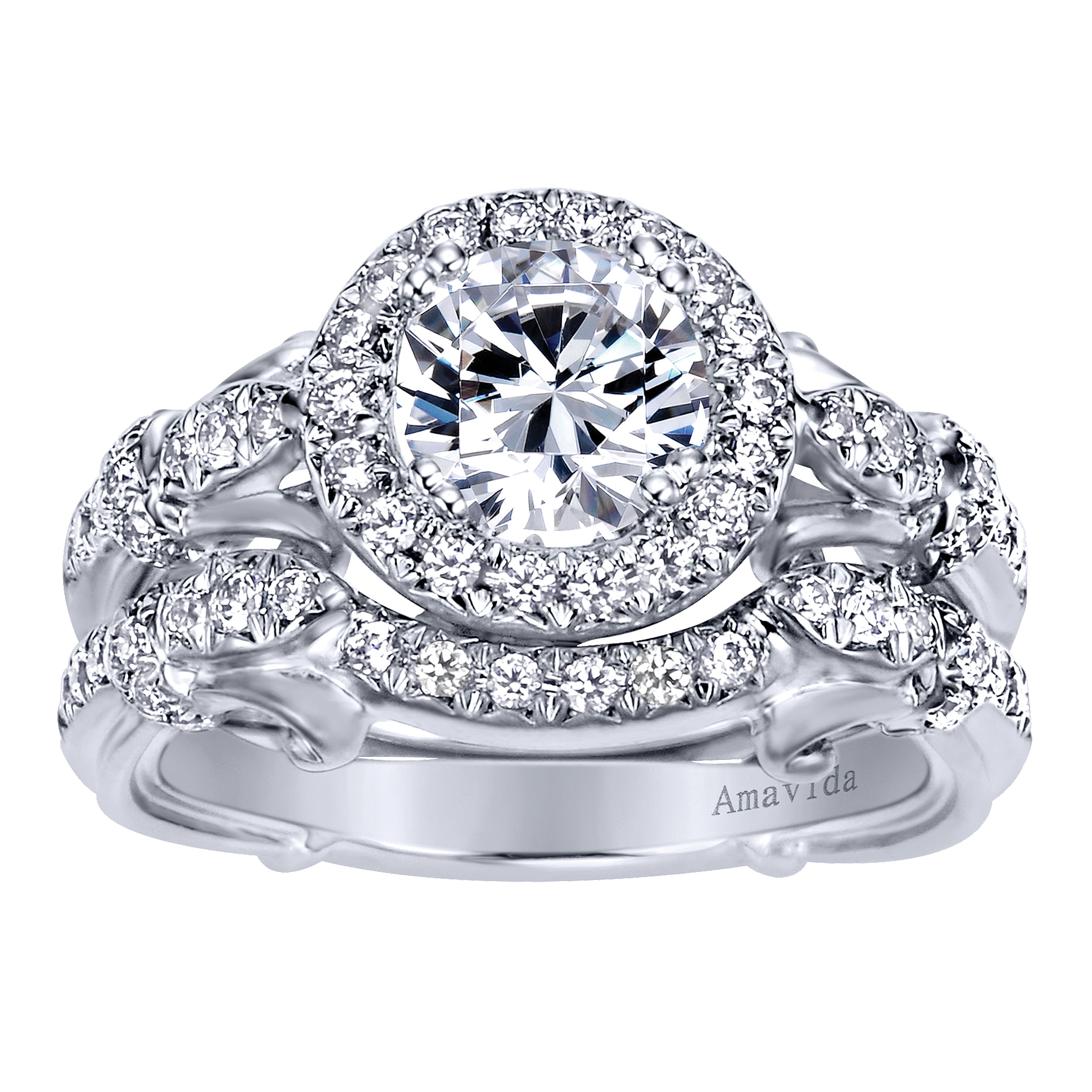 18k White Gold Diamond Curved Wedding Band angle 4 18k White Gold Diamond Curved Wedding Band angle 4