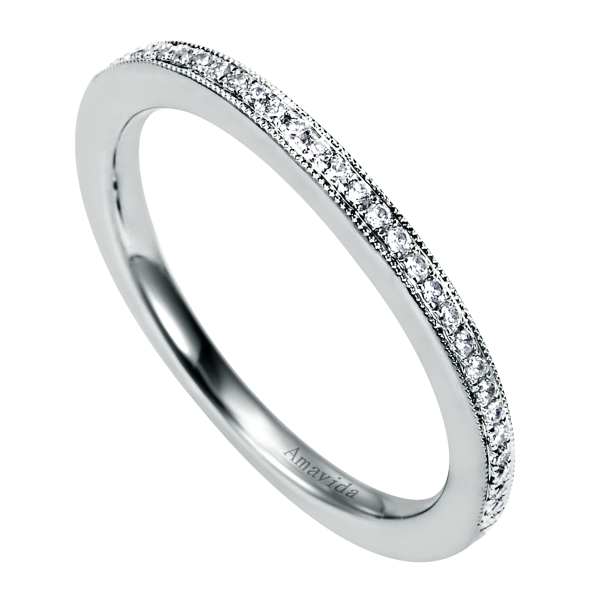 18k White Gold Diamond Curved Wedding Band angle 3 18k White Gold Diamond Curved Wedding Band angle 3