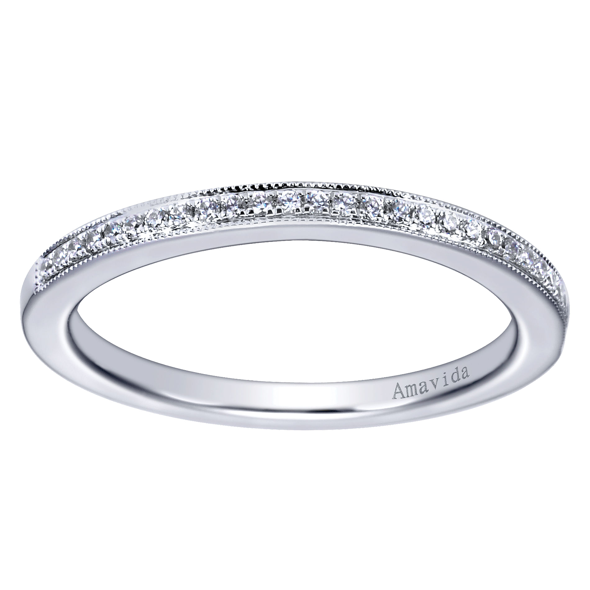 18k White Gold Diamond Curved Wedding Band angle 5 18k White Gold Diamond Curved Wedding Band angle 5