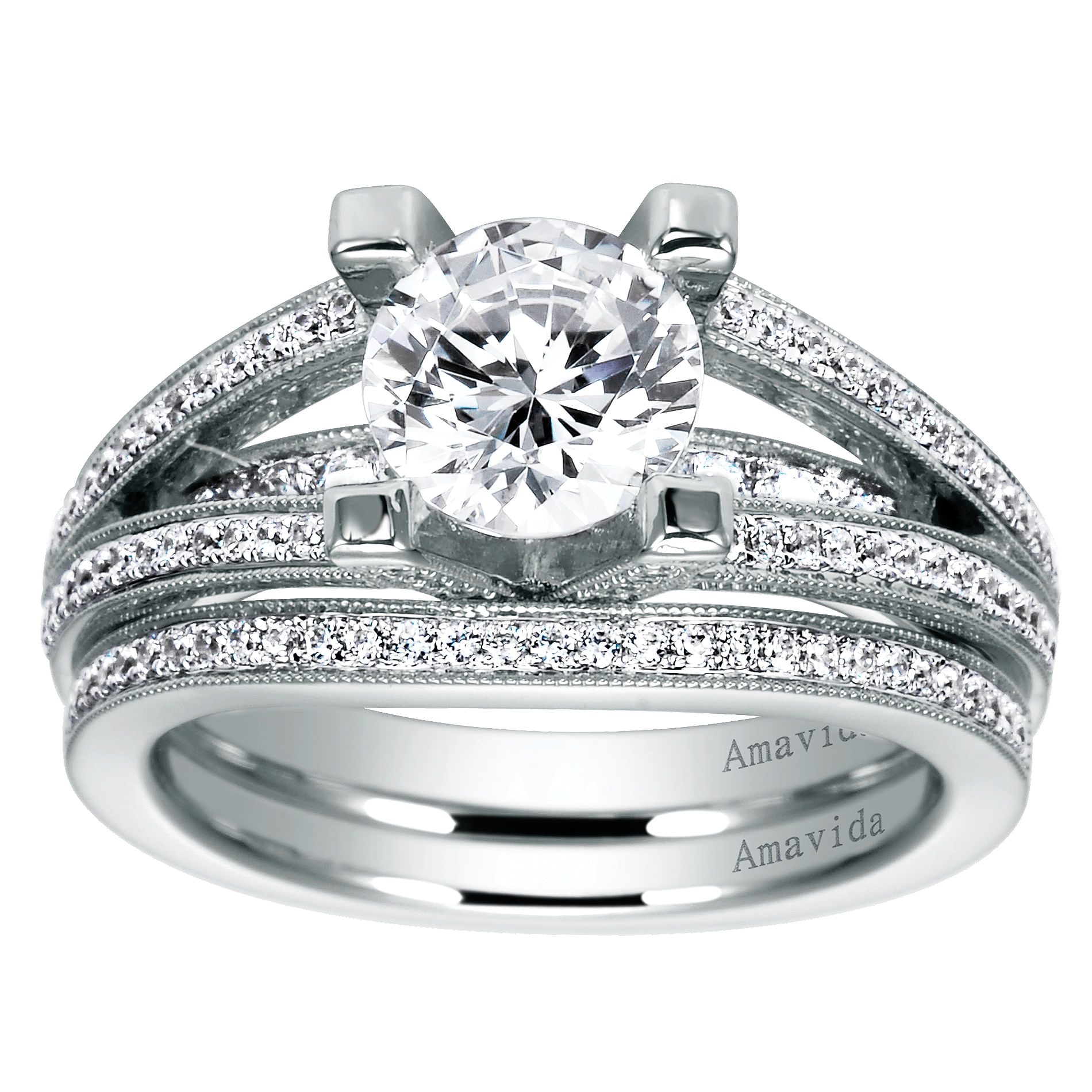 18k White Gold Diamond Curved Wedding Band angle 4 18k White Gold Diamond Curved Wedding Band angle 4