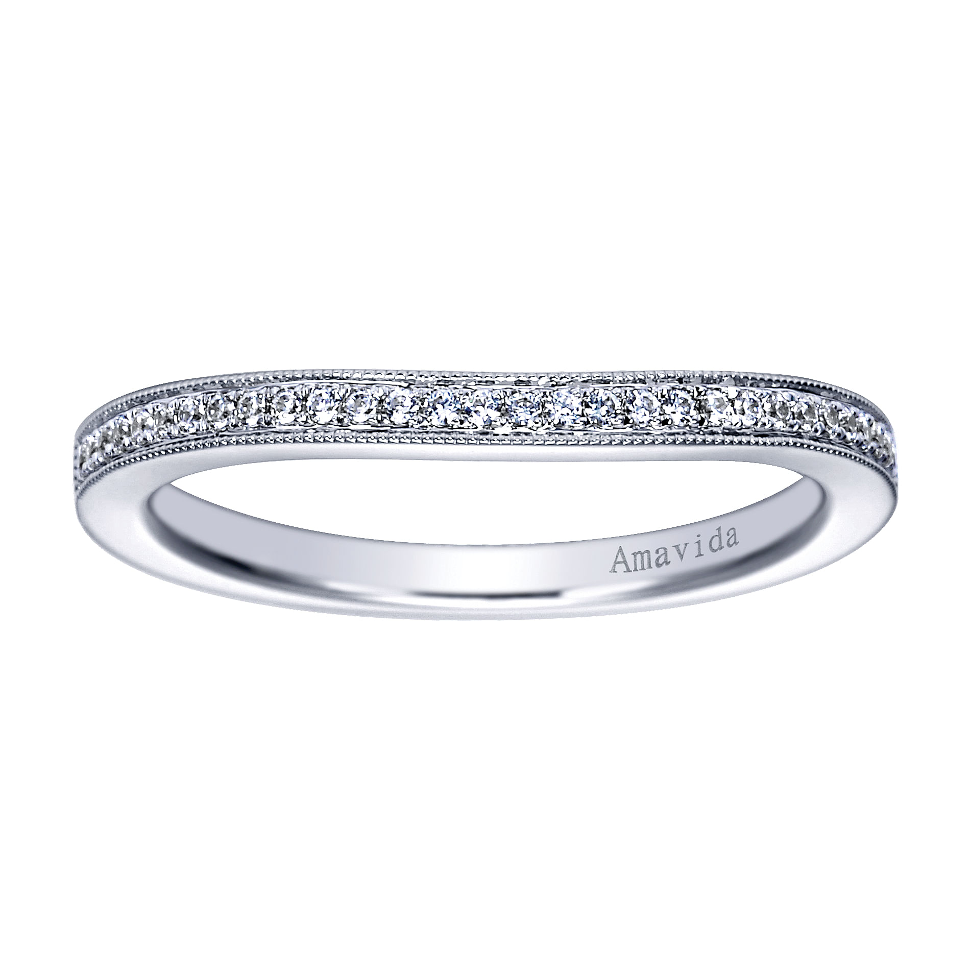 18k White Gold Diamond Curved Wedding Band angle 5 18k White Gold Diamond Curved Wedding Band angle 5