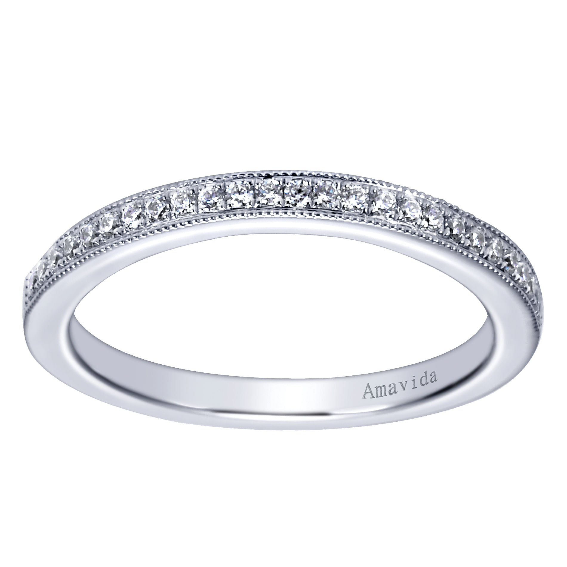 18k White Gold Diamond Curved Wedding Band angle 5 18k White Gold Diamond Curved Wedding Band angle 5
