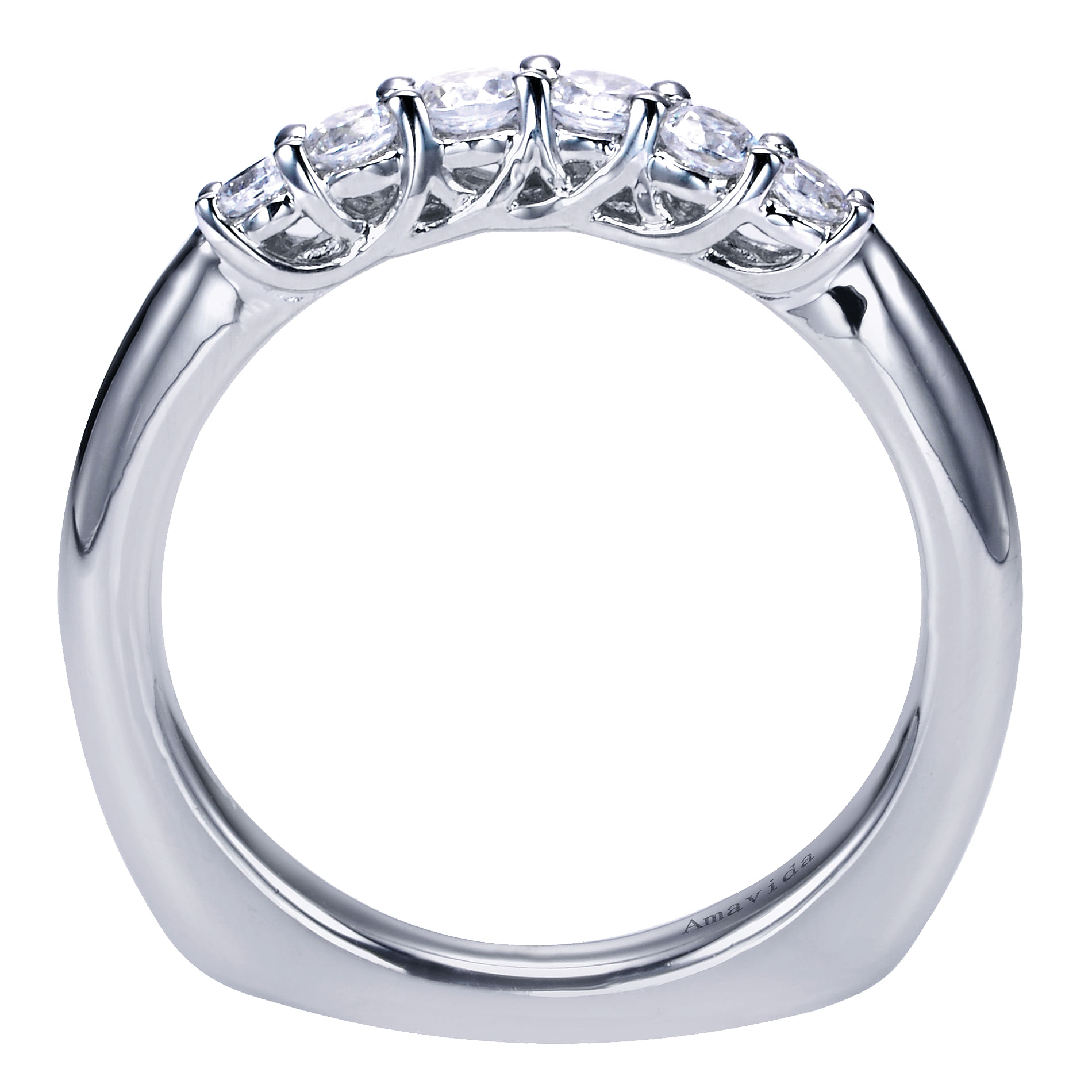 18k White Gold Diamond Curved Wedding Band angle 2 18k White Gold Diamond Curved Wedding Band angle 2