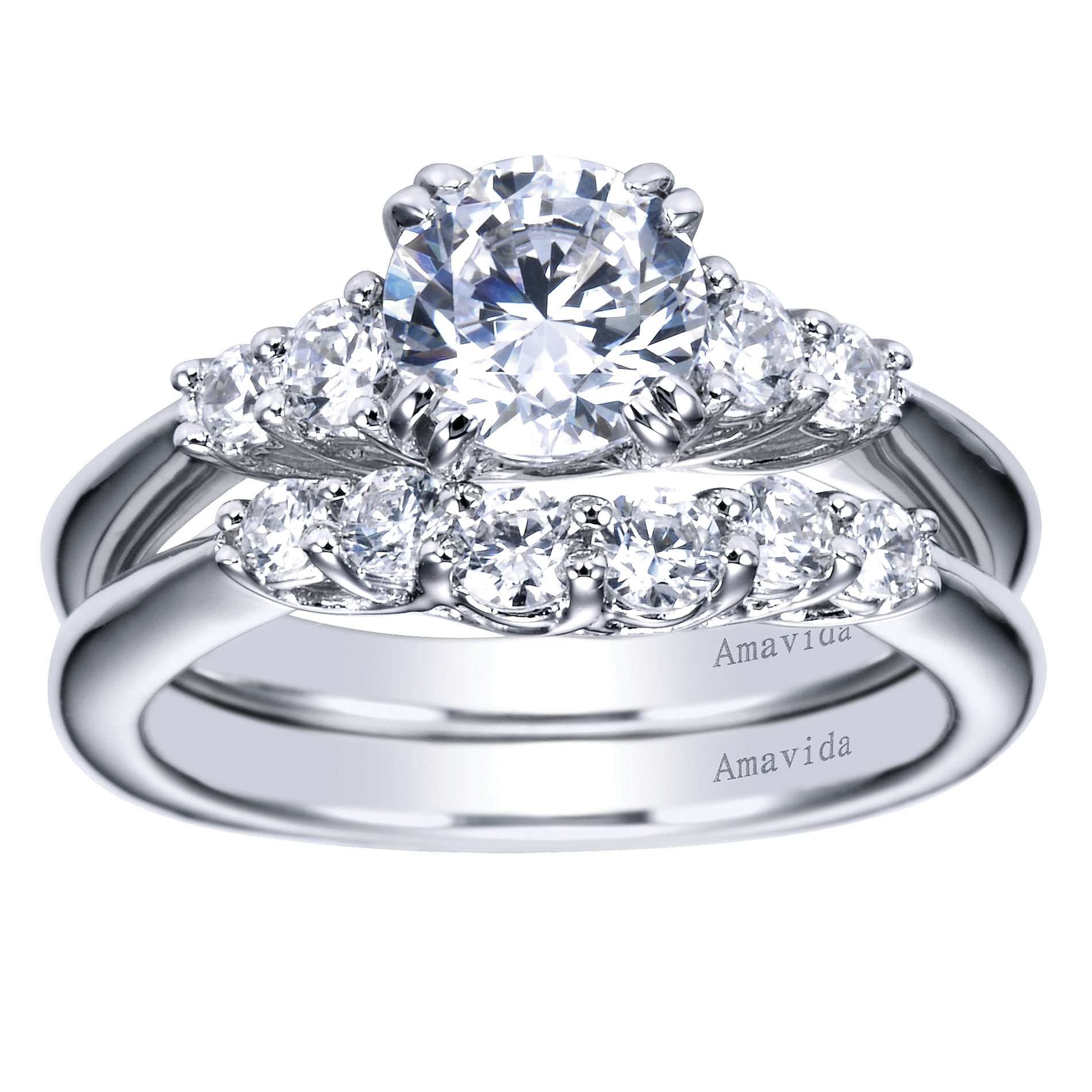 18k White Gold Diamond Curved Wedding Band angle 4 18k White Gold Diamond Curved Wedding Band angle 4
