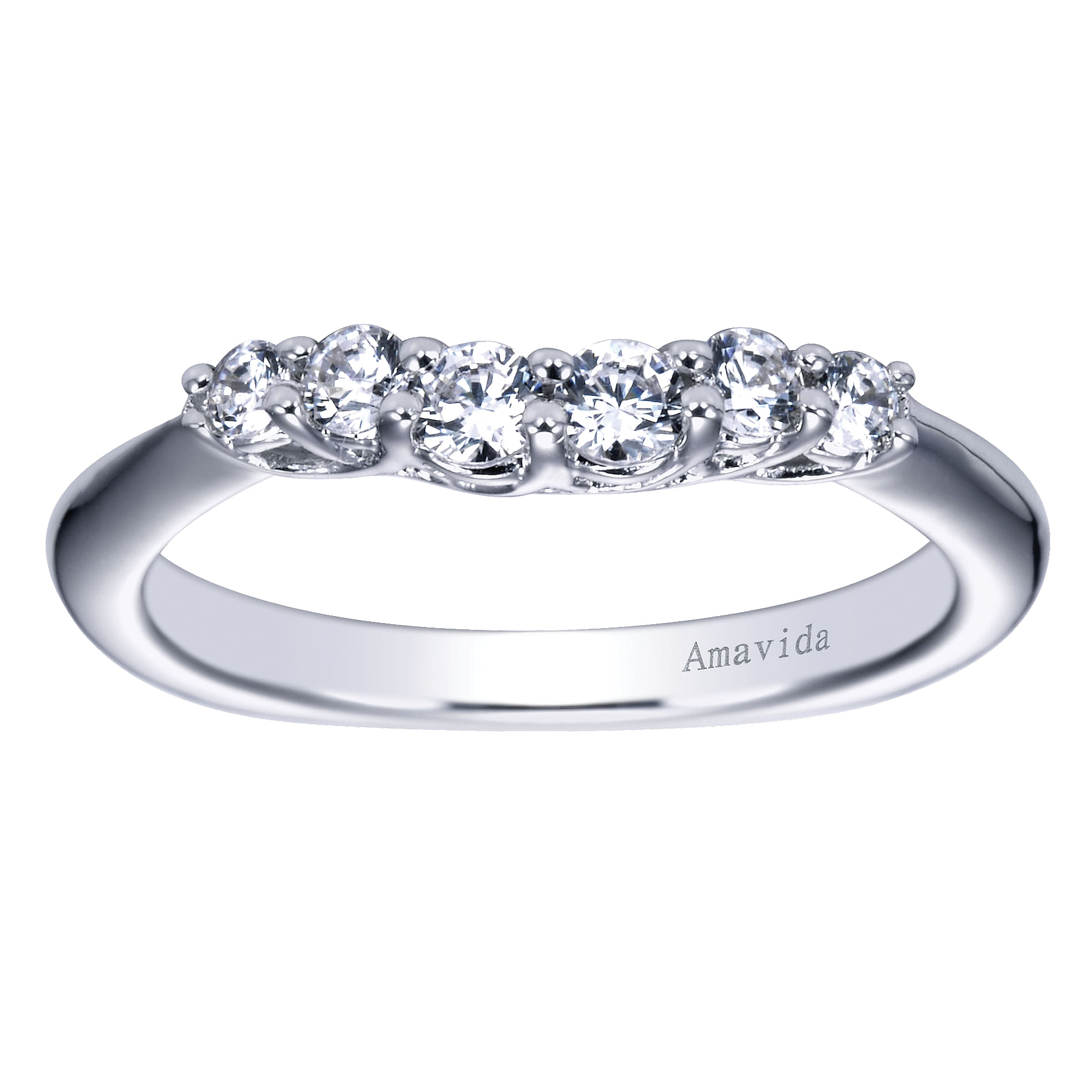 18k White Gold Diamond Curved Wedding Band angle 5 18k White Gold Diamond Curved Wedding Band angle 5
