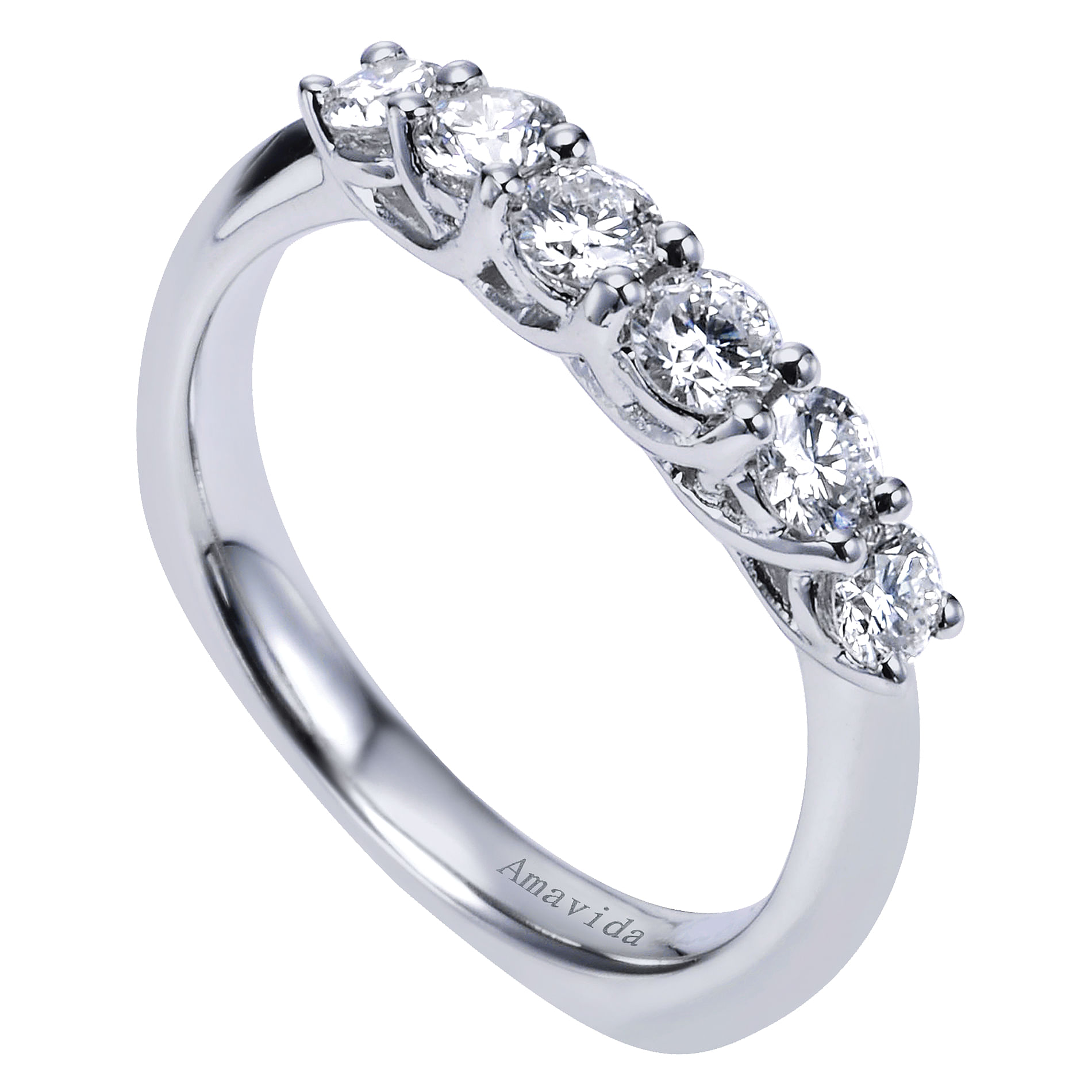 18k White Gold Diamond Curved Wedding Band angle 3 18k White Gold Diamond Curved Wedding Band angle 3