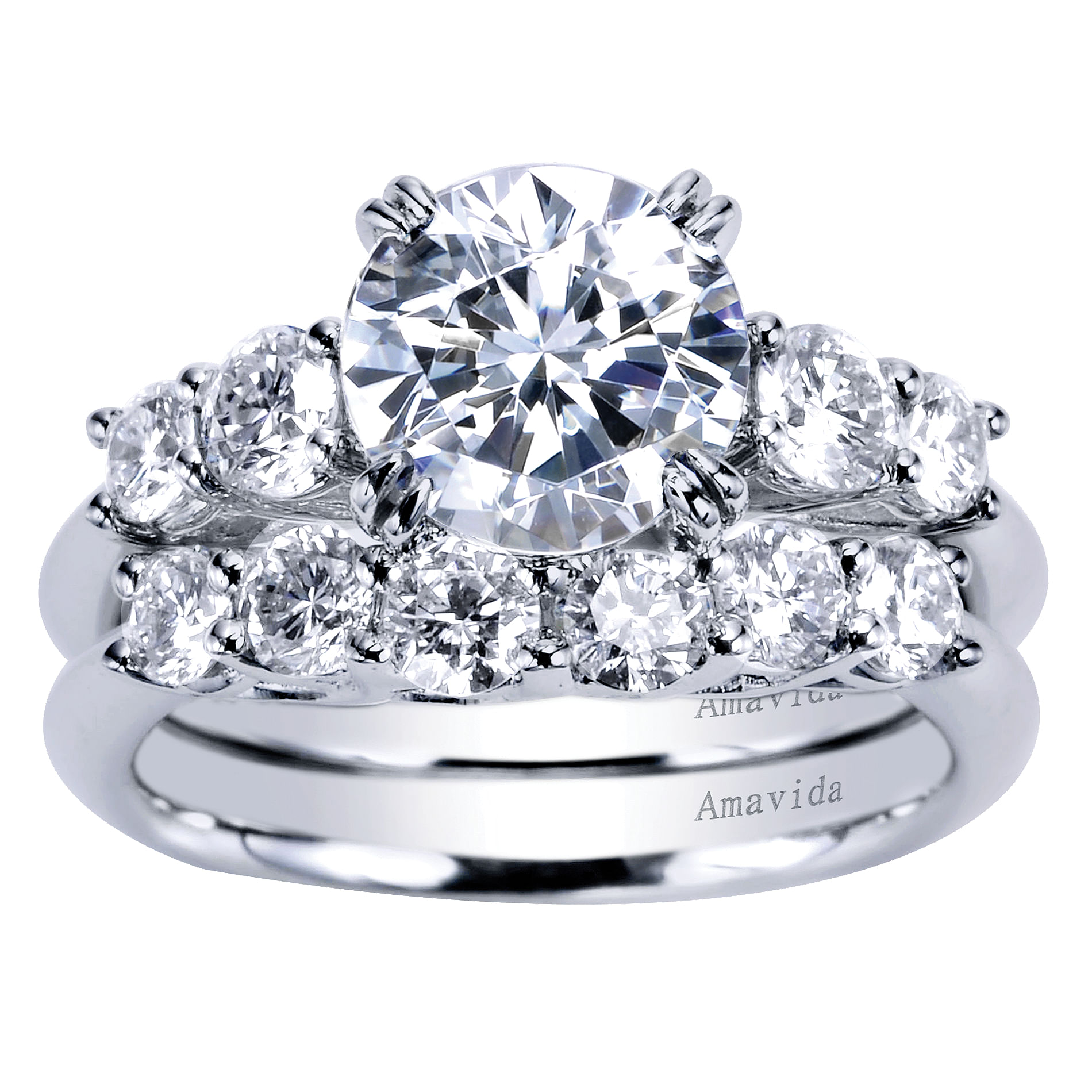 18k White Gold Diamond Curved Wedding Band angle 4 18k White Gold Diamond Curved Wedding Band angle 4