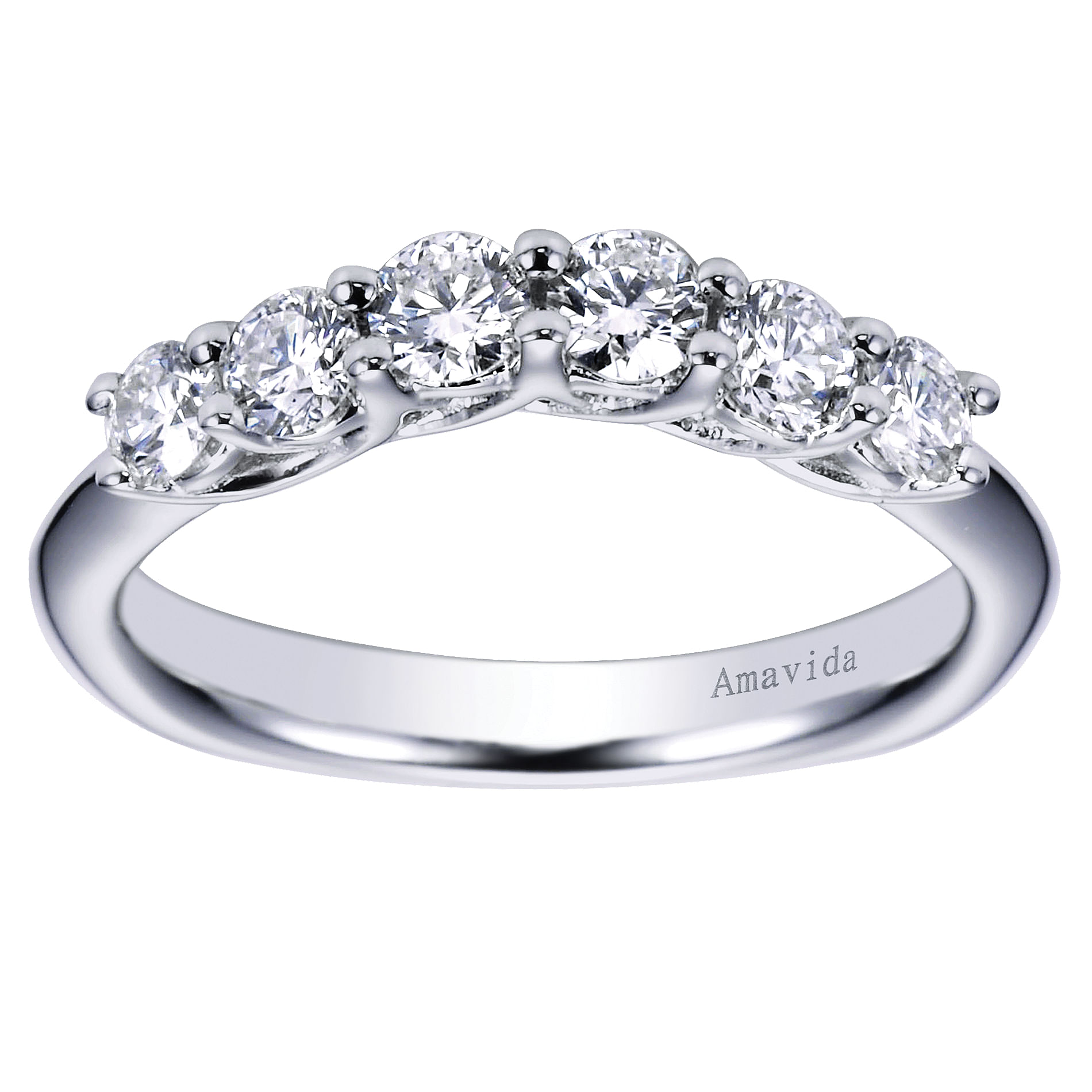 18k White Gold Diamond Curved Wedding Band angle 5 18k White Gold Diamond Curved Wedding Band angle 5
