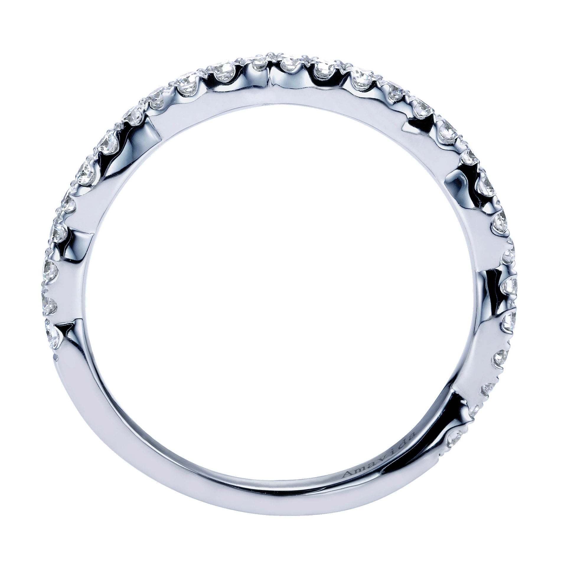 18k White Gold Diamond Curved Wedding Band angle 2 18k White Gold Diamond Curved Wedding Band angle 2