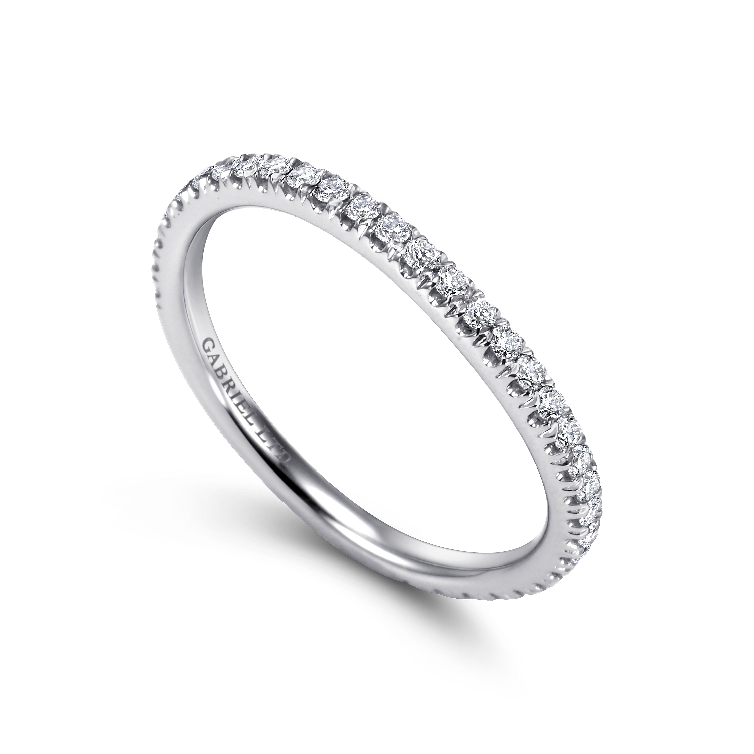 18k White Gold Diamond Curved Wedding Band angle 3 18k White Gold Diamond Curved Wedding Band angle 3