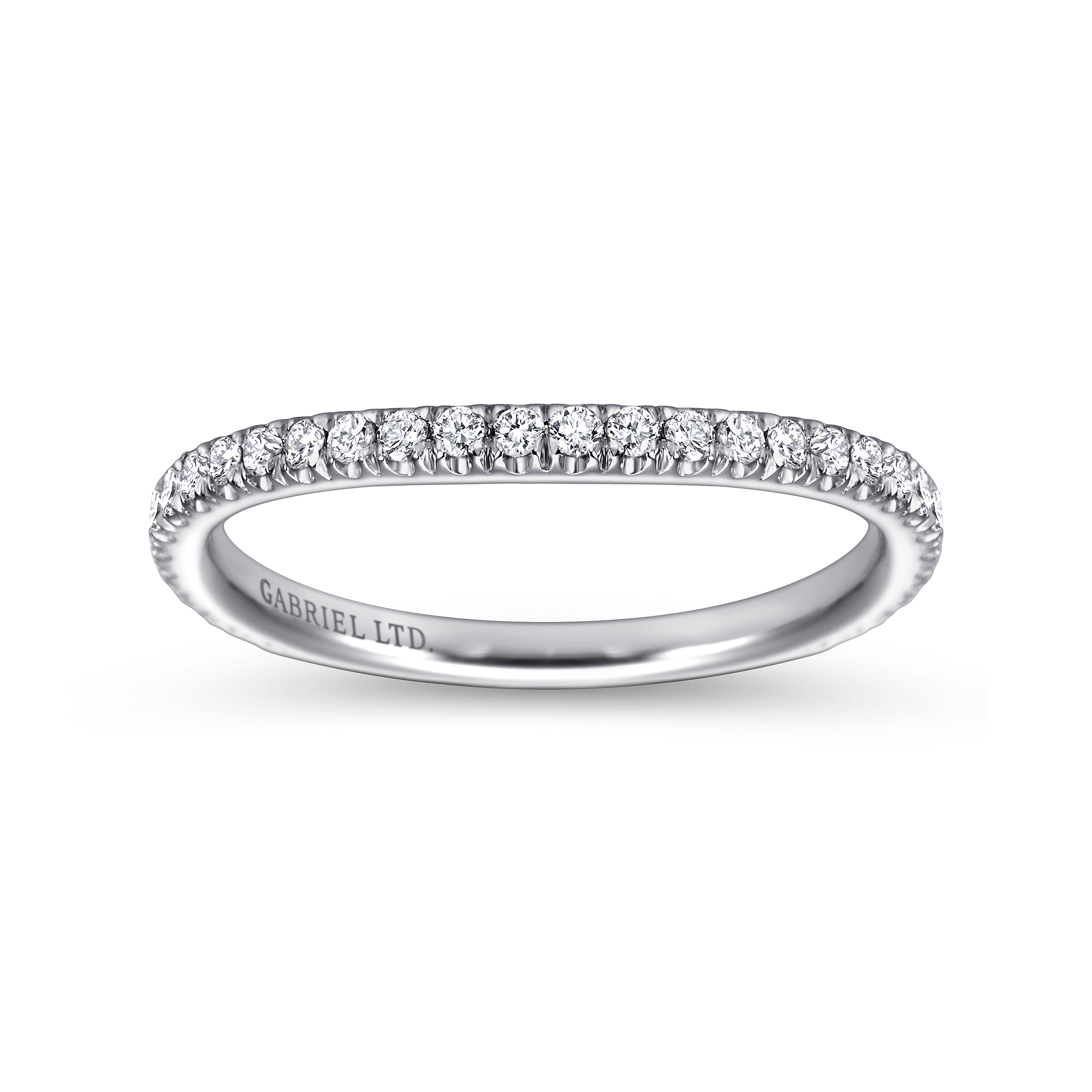 18k White Gold Diamond Curved Wedding Band angle 5 18k White Gold Diamond Curved Wedding Band angle 5