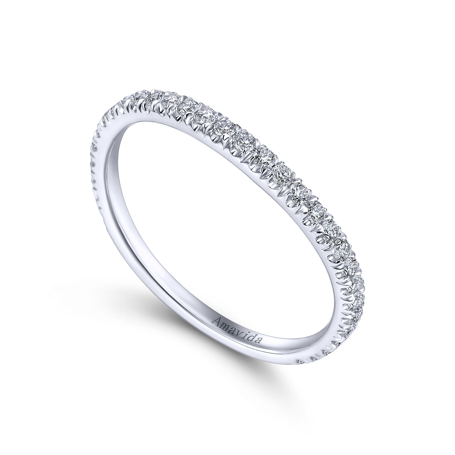 18k White Gold Diamond Curved Wedding Band angle 3 18k White Gold Diamond Curved Wedding Band angle 3