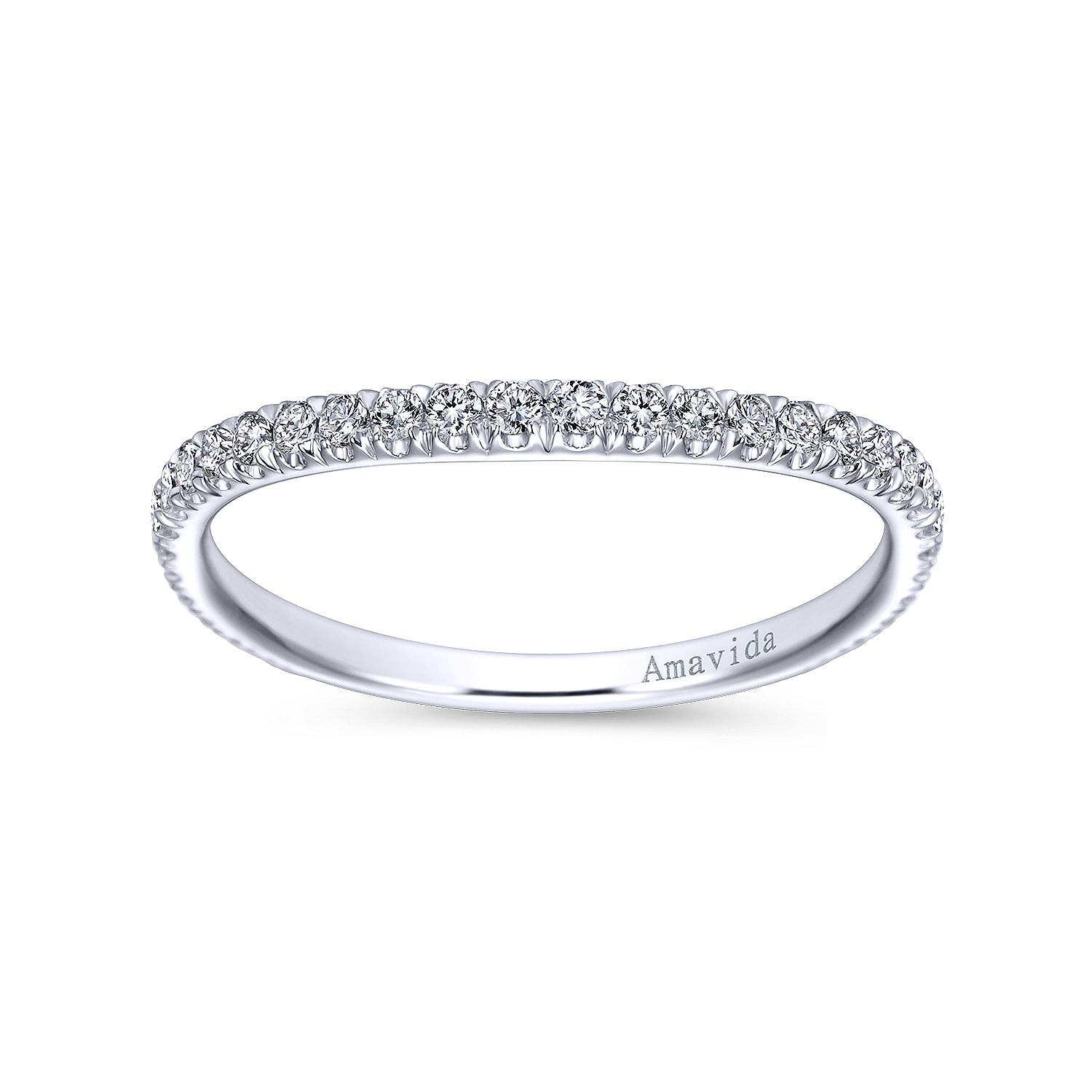 18k White Gold Diamond Curved Wedding Band angle 5 18k White Gold Diamond Curved Wedding Band angle 5