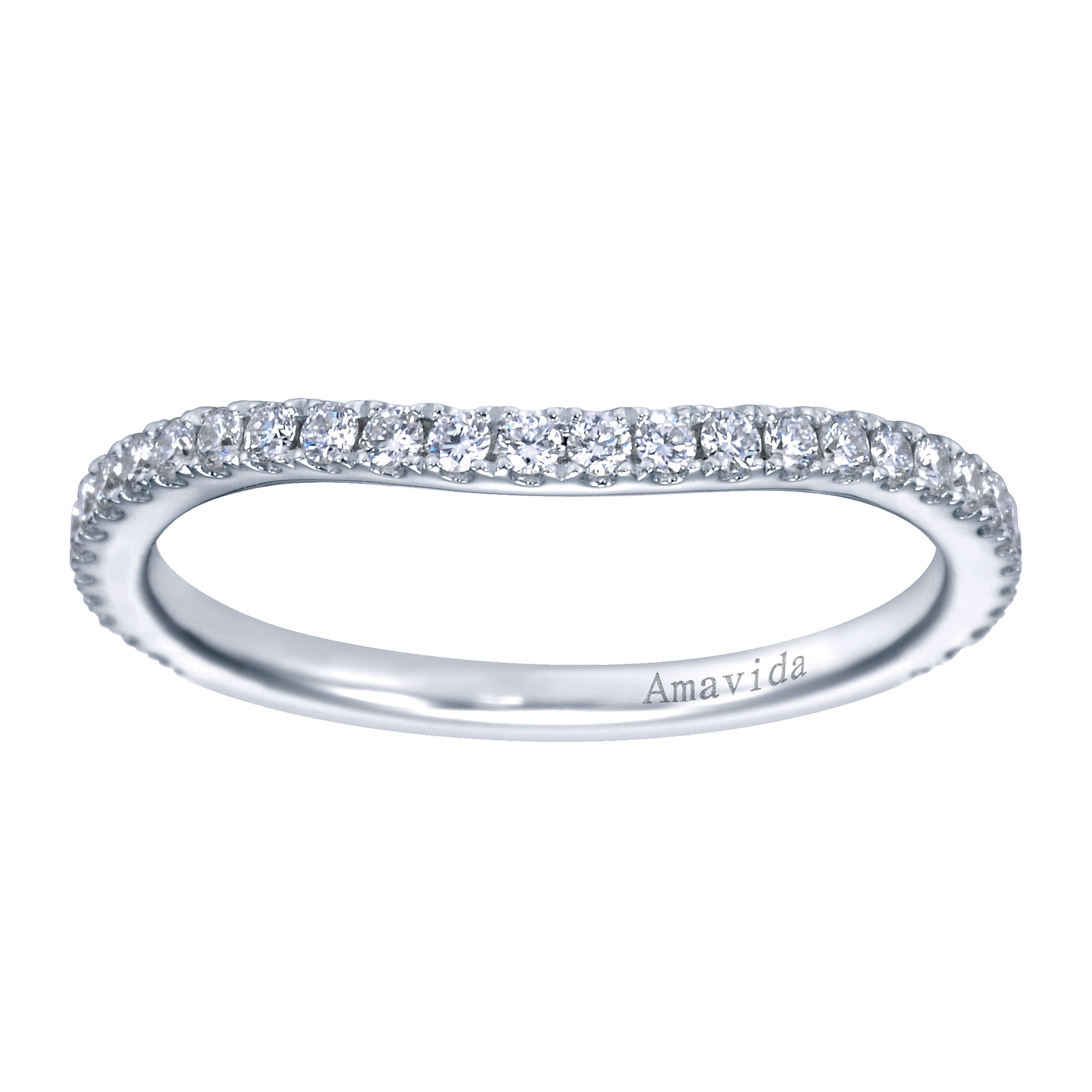 18k White Gold Diamond Curved Wedding Band angle 5 18k White Gold Diamond Curved Wedding Band angle 5